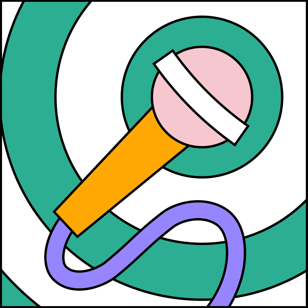 Animation: Microphone with circle design with alternating colors
