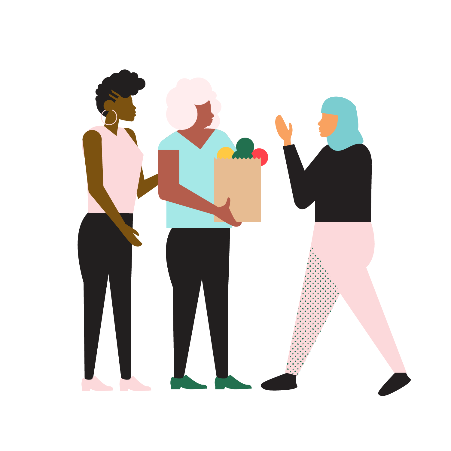 Illustration: Three women talking 