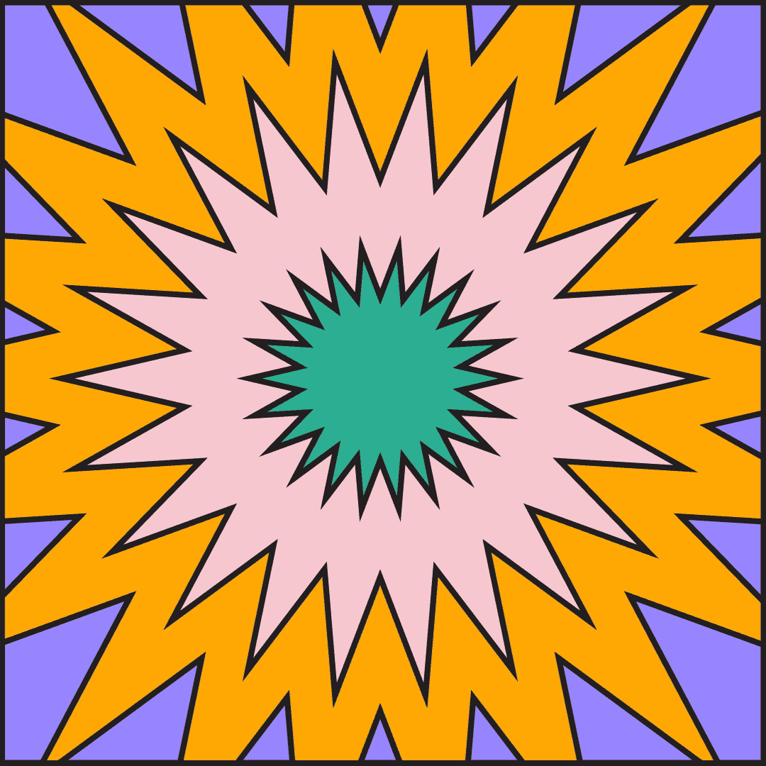 Animation: sunburst with alternating color patterns