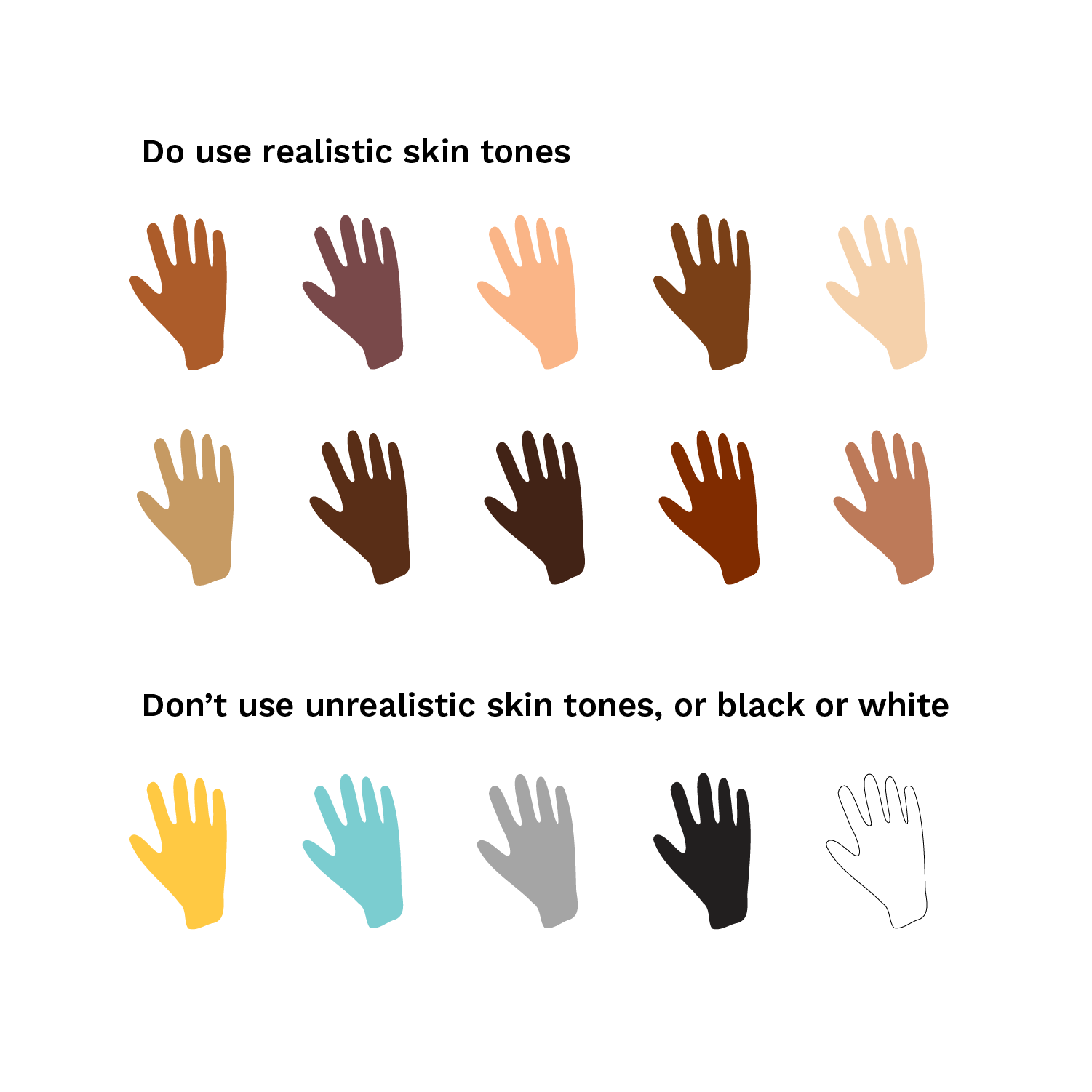 Illustrations: Hands with varying skin tones and colors