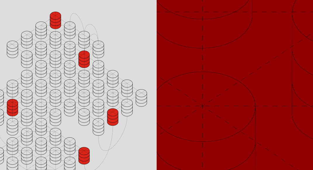 Technical line drawing of connecting databases