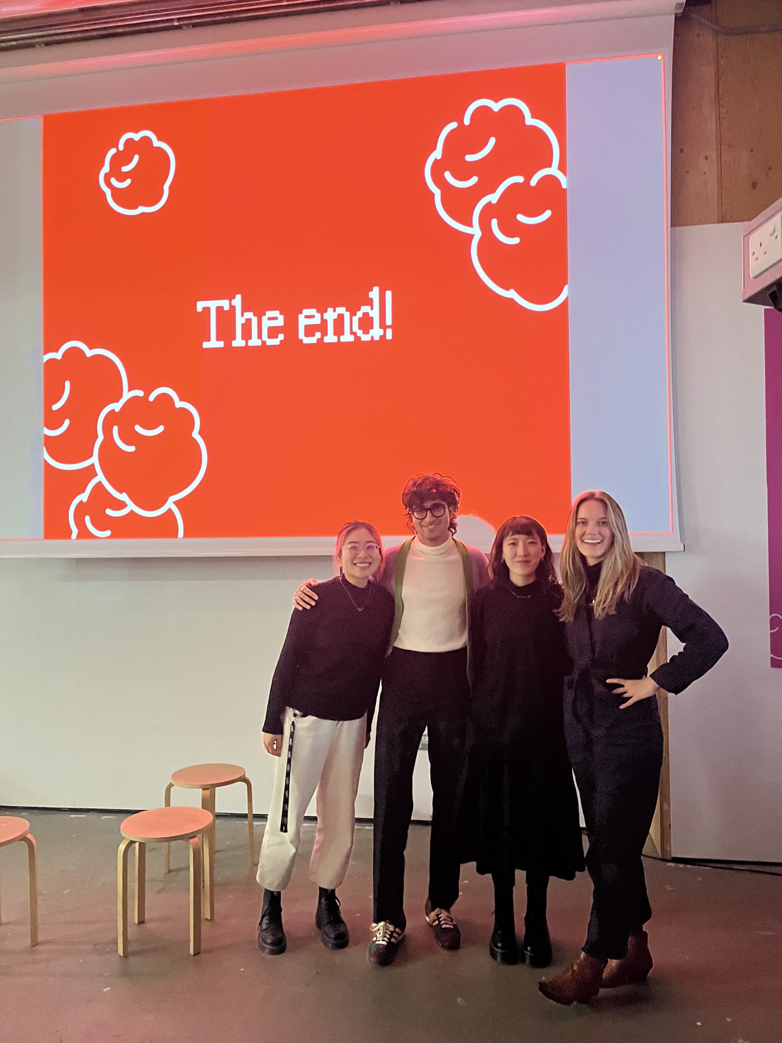 Our organizing team relieved at the end of two days! From left to right: Beini Chen, Osman Bari, Myoungae Kim and myself.