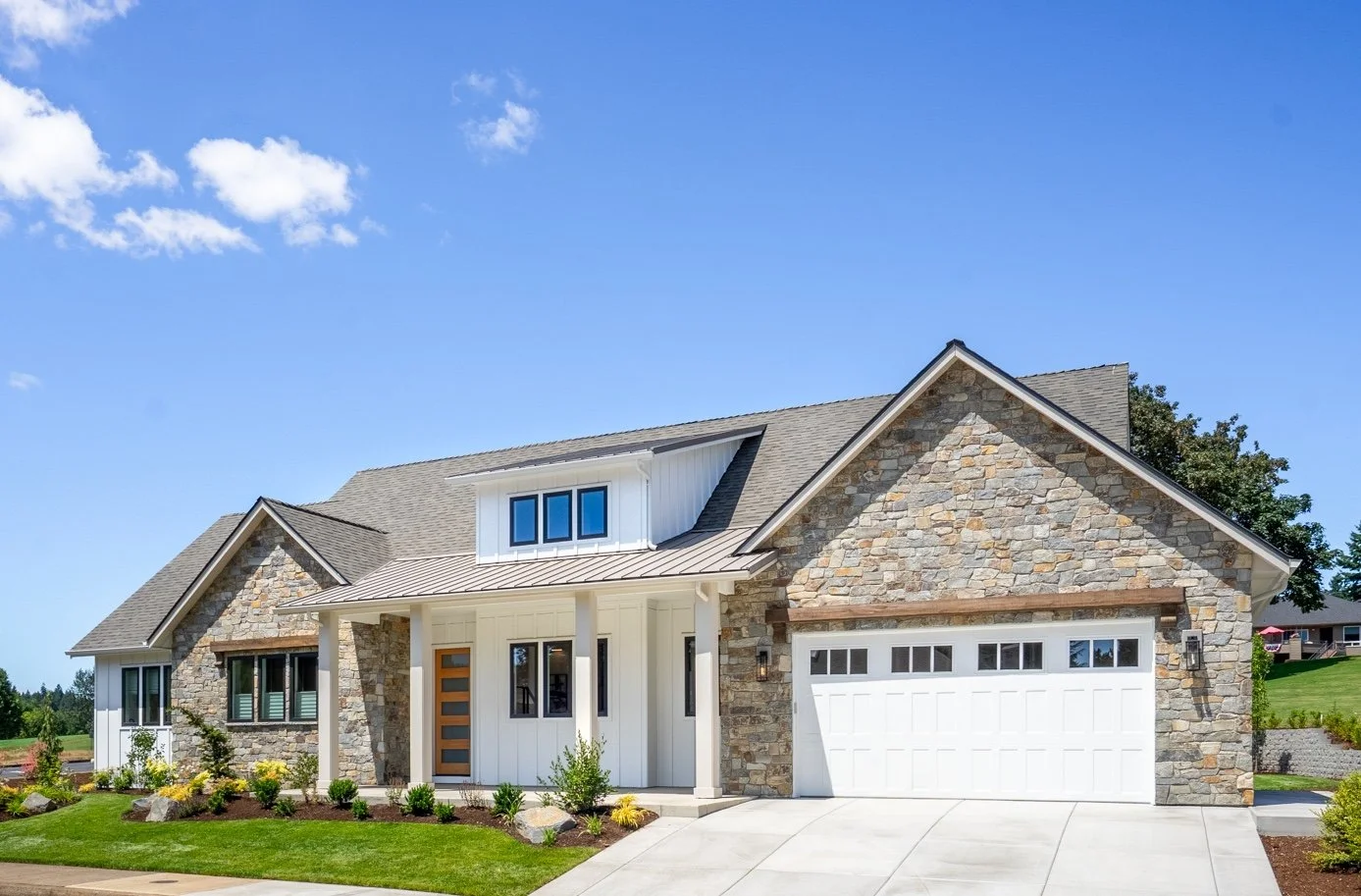 Modern Farmhouse custom home exterior in Salem, Oregon