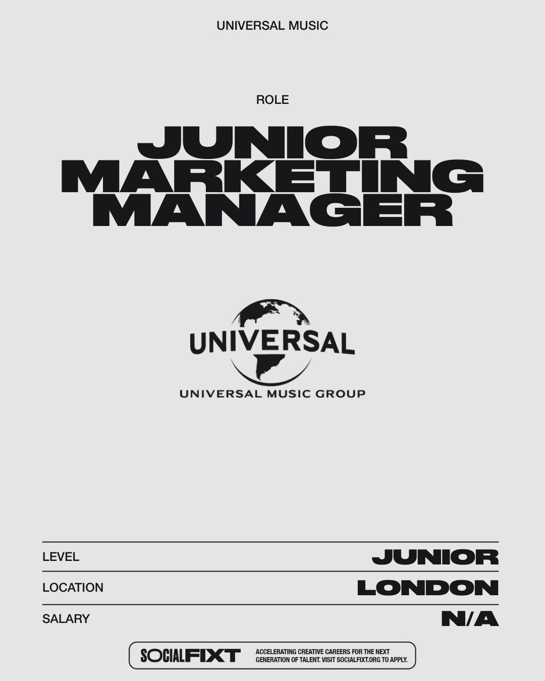 Junior Marketing Manager, UNIVERSAL MUSIC 
