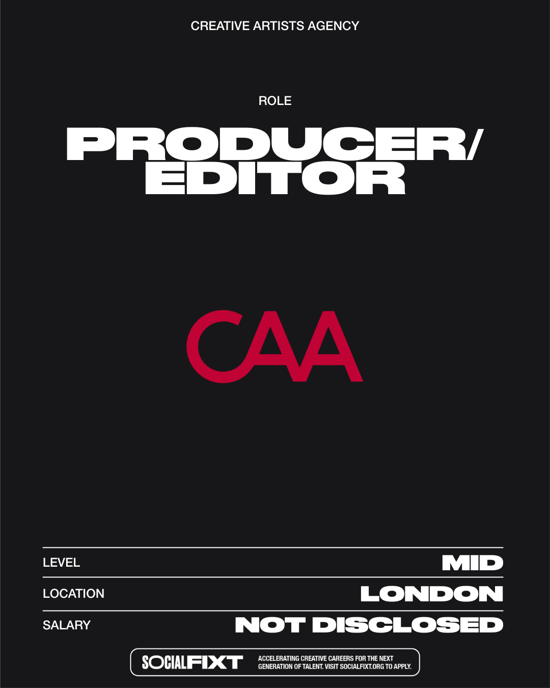 Producer/Editor, CREATIVE ARTISTS AGENCY (CAA)