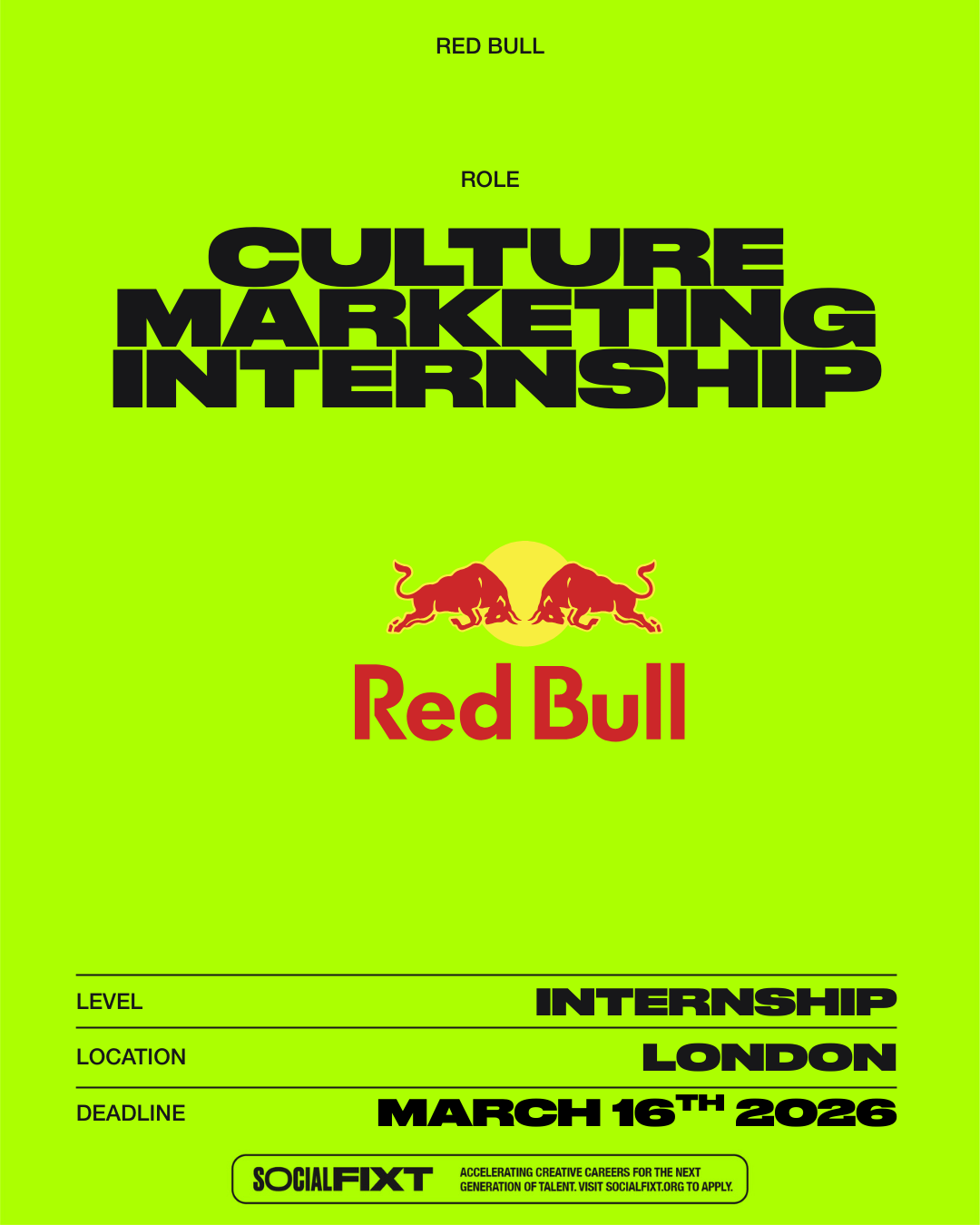 Culture Marketing Intern (Summer 2026), RED BULL 