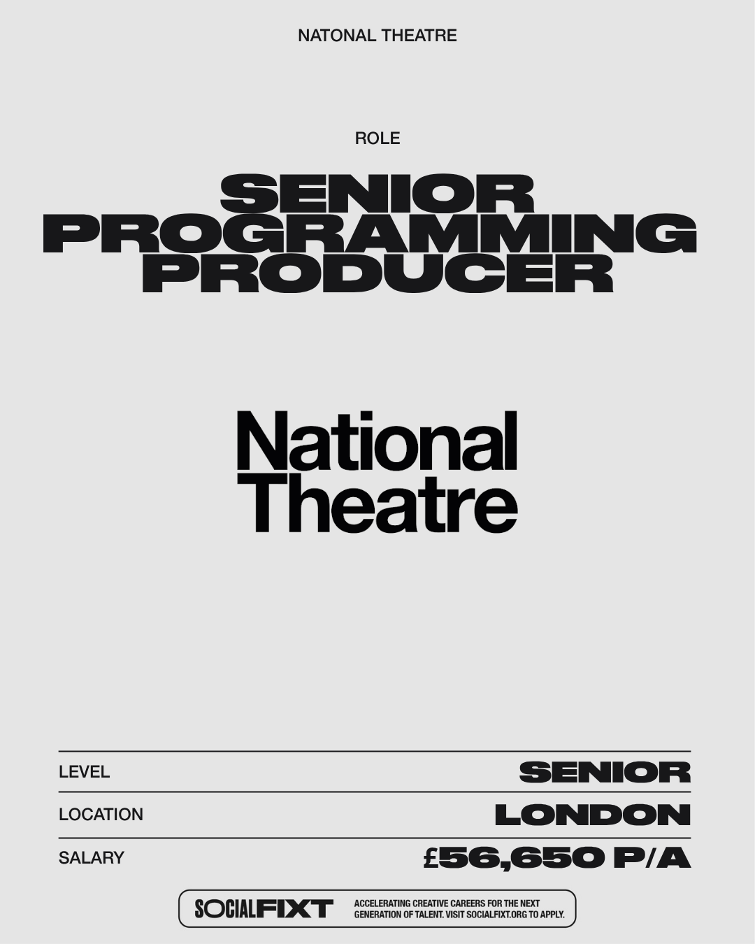 Senior Programming Producer, NATIONAL THEATRE