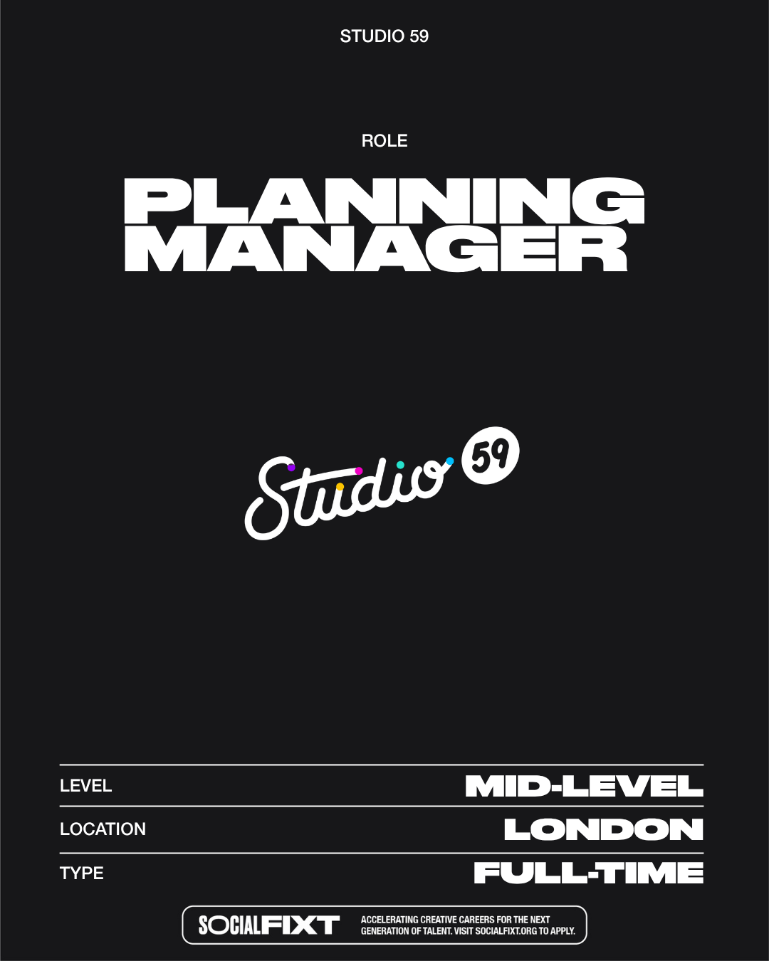 Planning Manager, STUDIO 59 (Allwyn’s in-house agency)