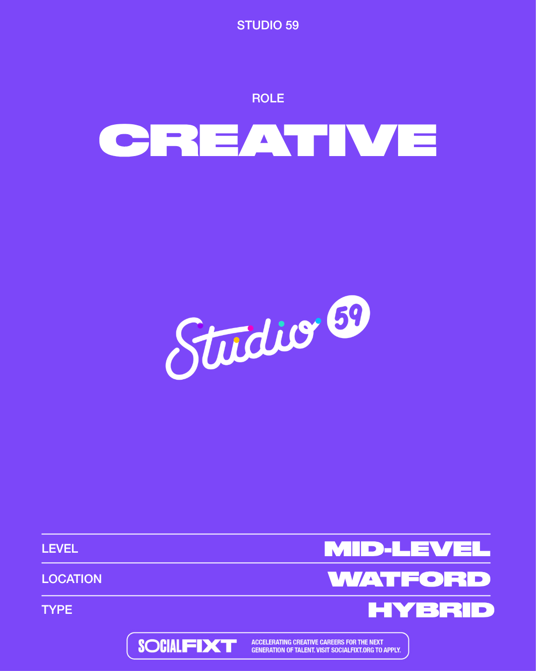 Creative, STUDIO 59 (Allwyn’s in-house agency) 