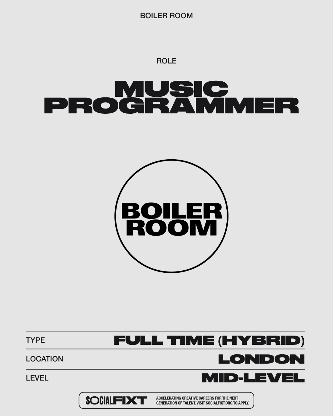 Music Programmer, BOILER ROOM 