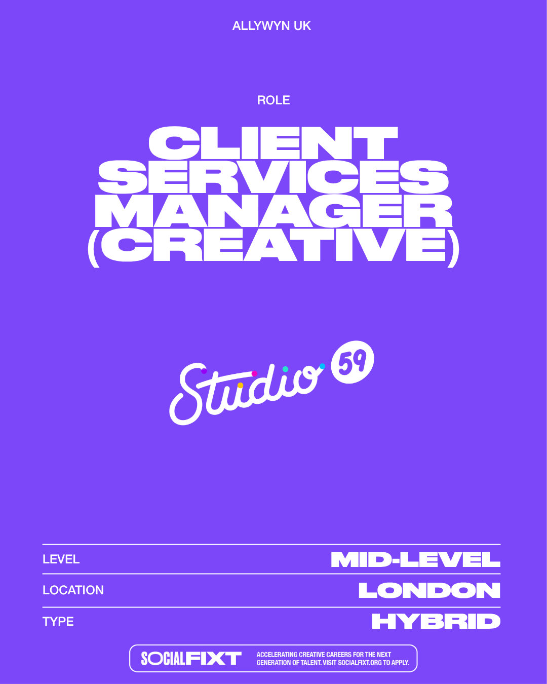 Client Services Manager (Creative), STUDIO 59 (ALLYWN UK) 