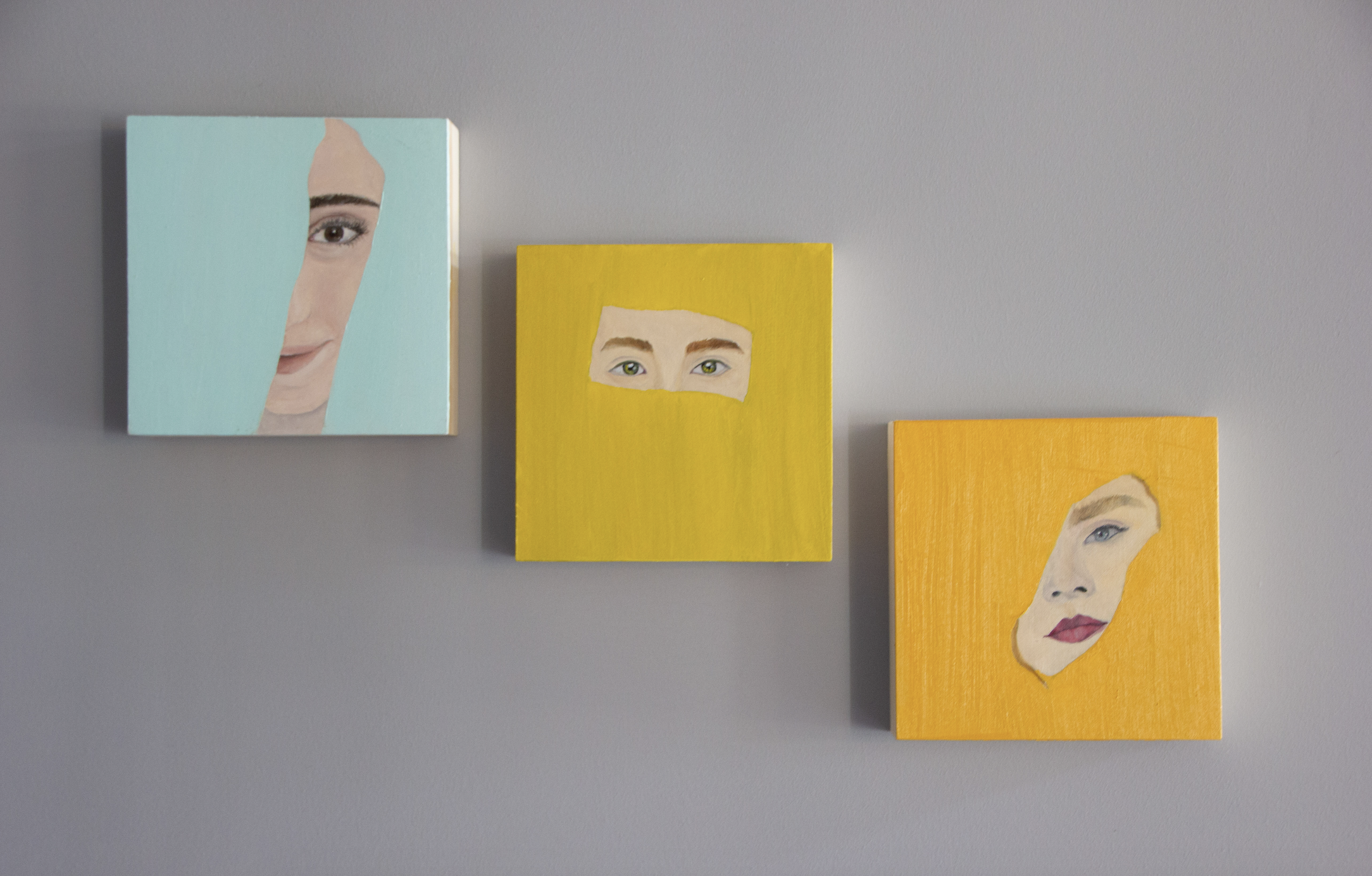 This group of artworks draws attention to the superficiality of human relations and interactions. We judge and make assumptions about everyone without seeing the whole picture. We never try or want to see the rest of the face.