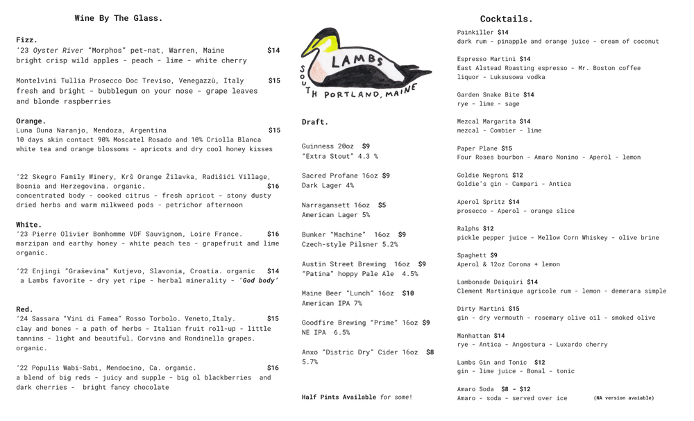 Menu — 695 Broadway