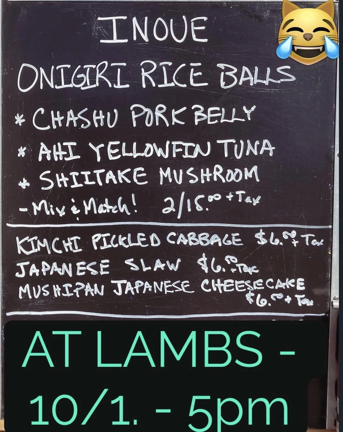 Inoue Onigiri popup at Lambs 