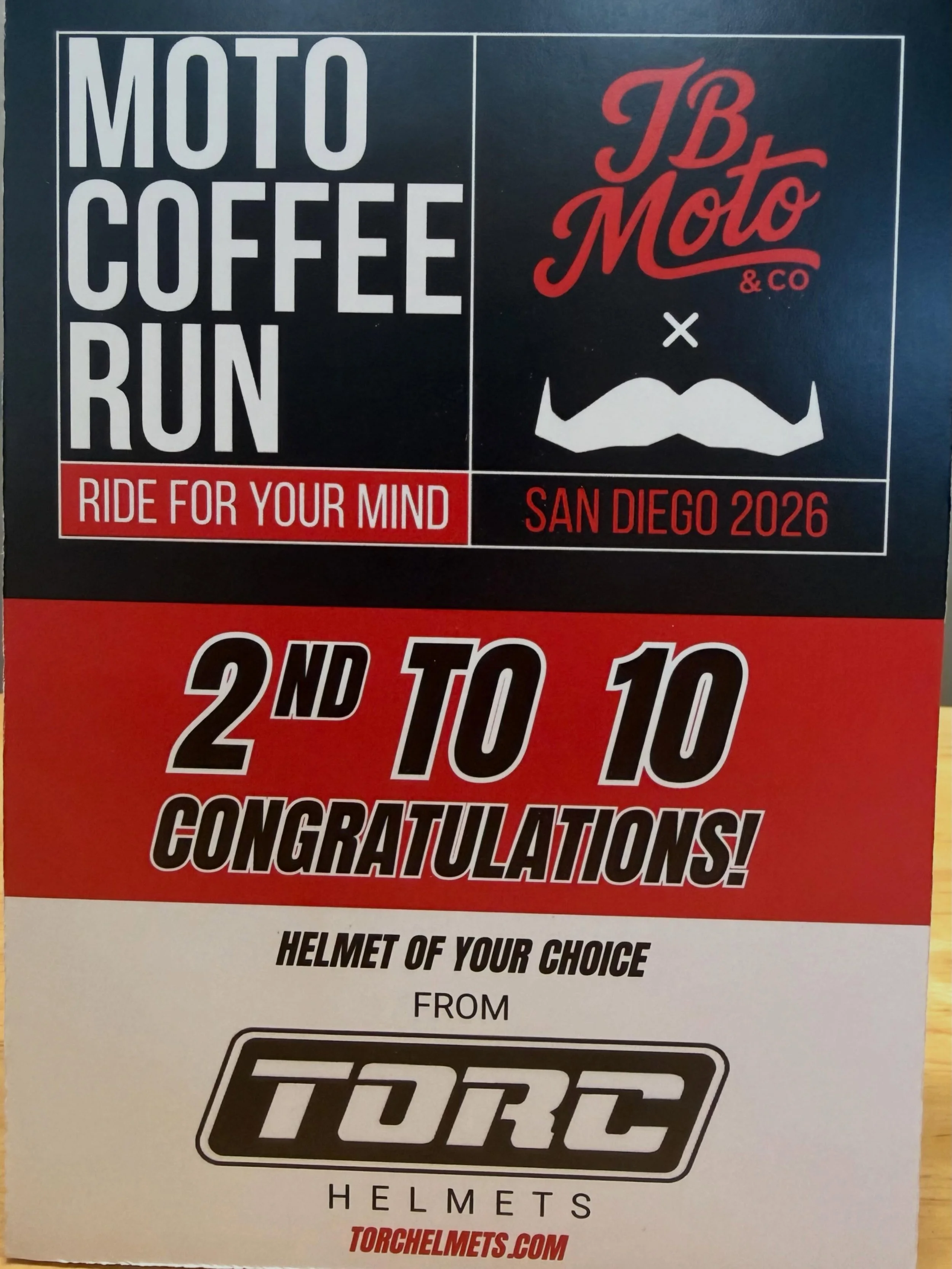 2nd to 10 Stamps!!! Congratulations @rsaldibar, a @torchelmets is in its way to you. #motocoffeerun #motolıfe