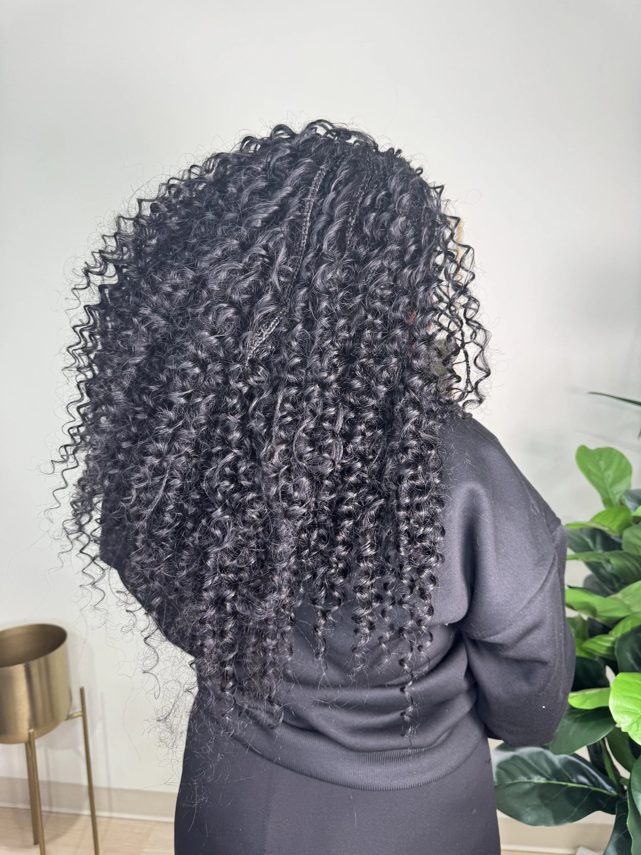 Miracle Knots with defined deep curly human hair at Legacy Braids in McKinney, TX