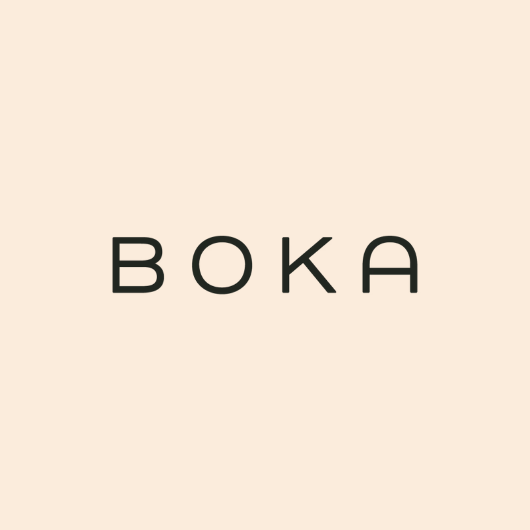 The word 'BOKA' written in black uppercase letters on a light beige background.