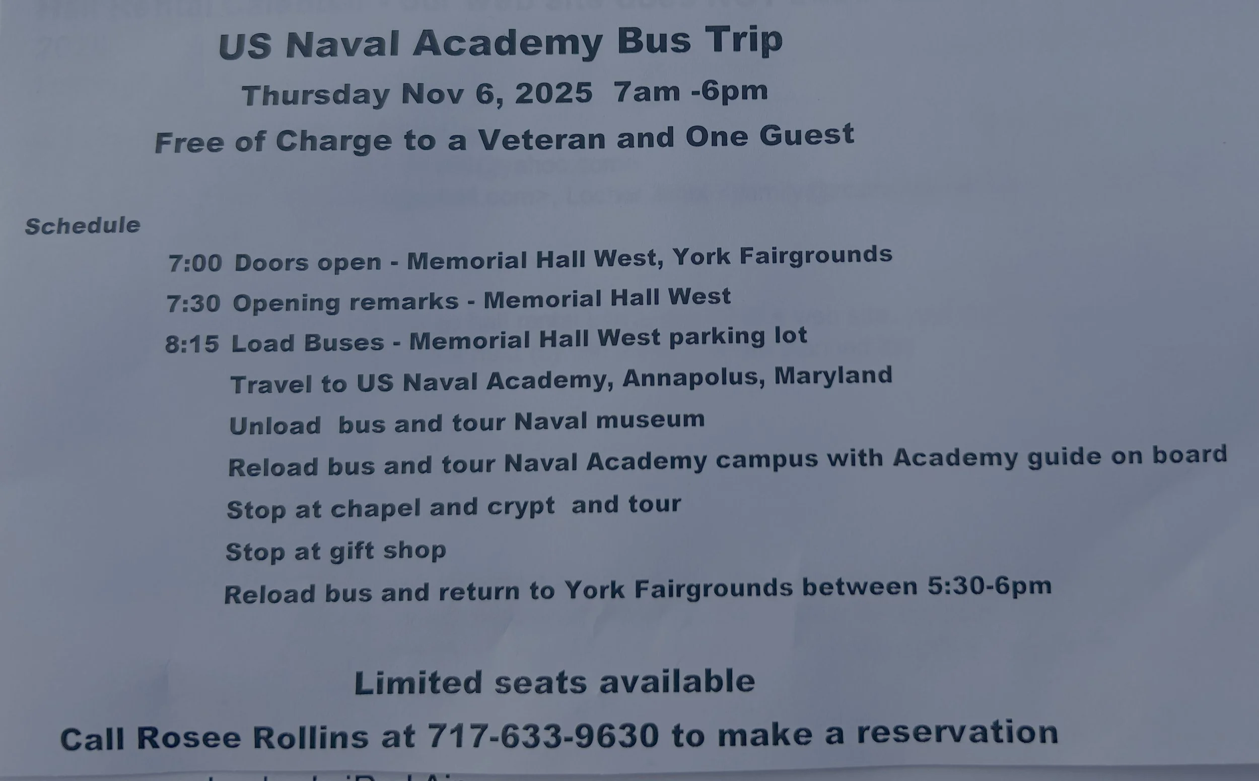 US Naval Academy Bus Trip