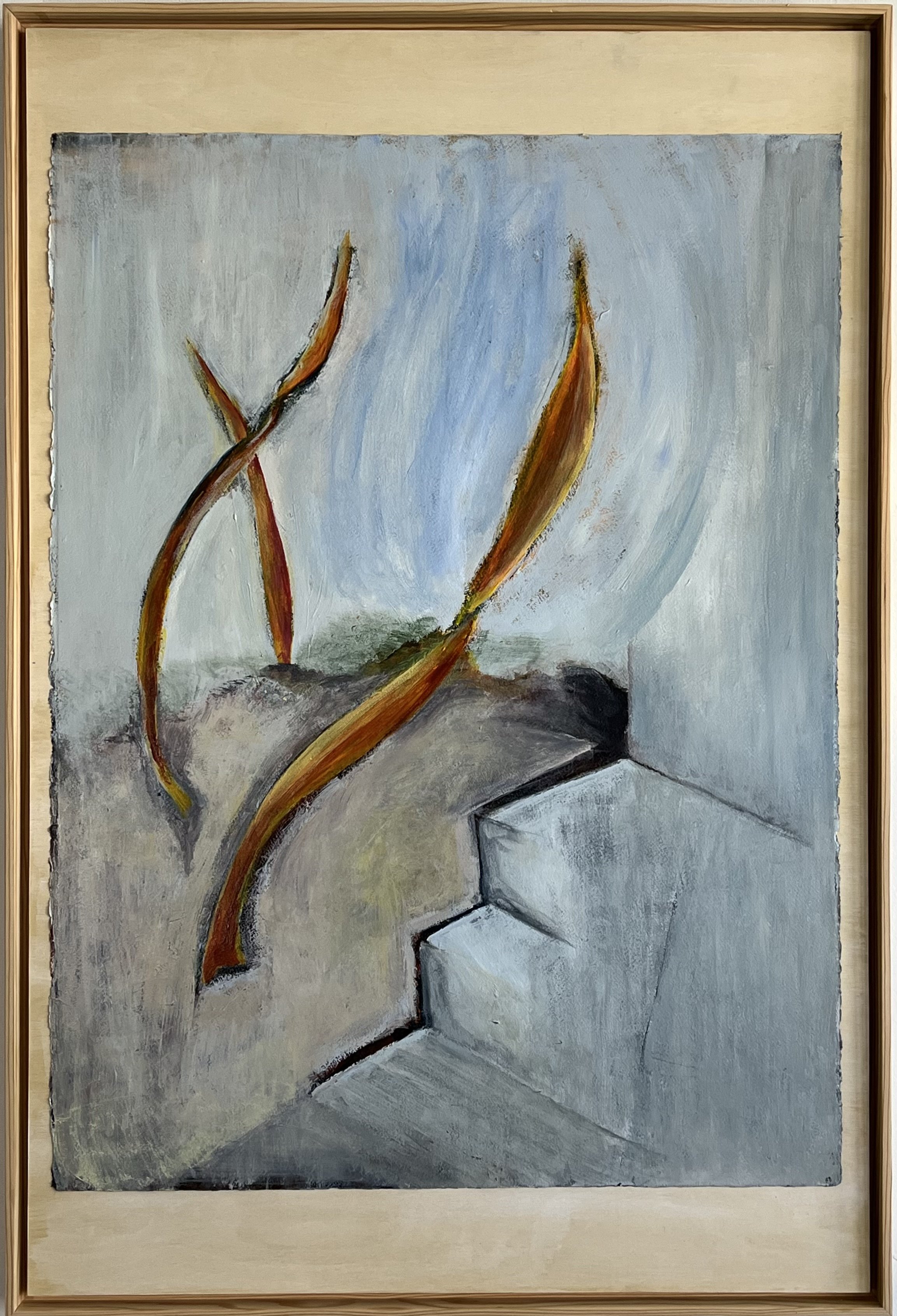 A Way Through #3, acrylic on paper on wood panel, 36 X 24 X 2