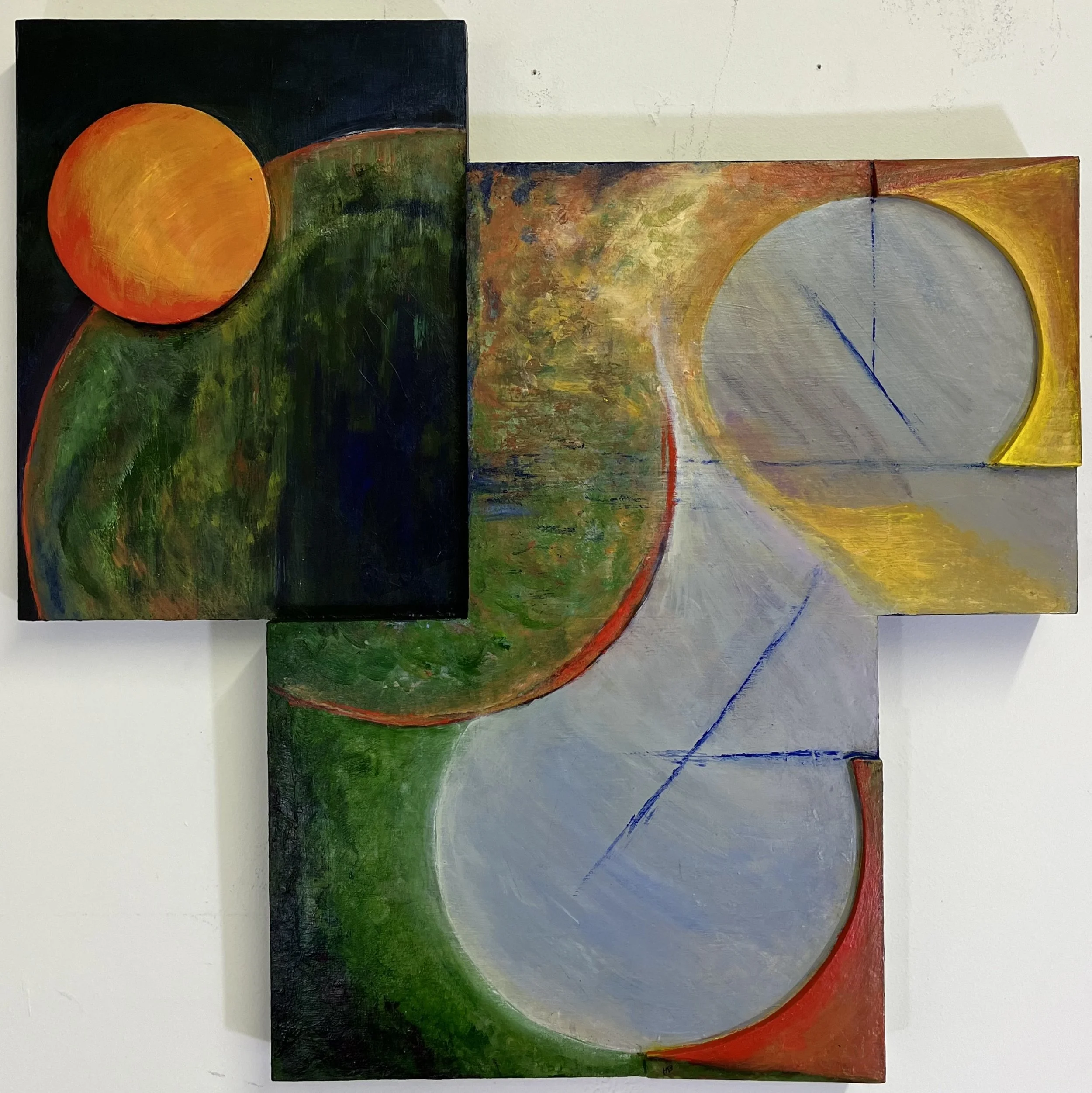 From Earth, acrylic, wood, assembled wood panels, 21 x 21 x 2",