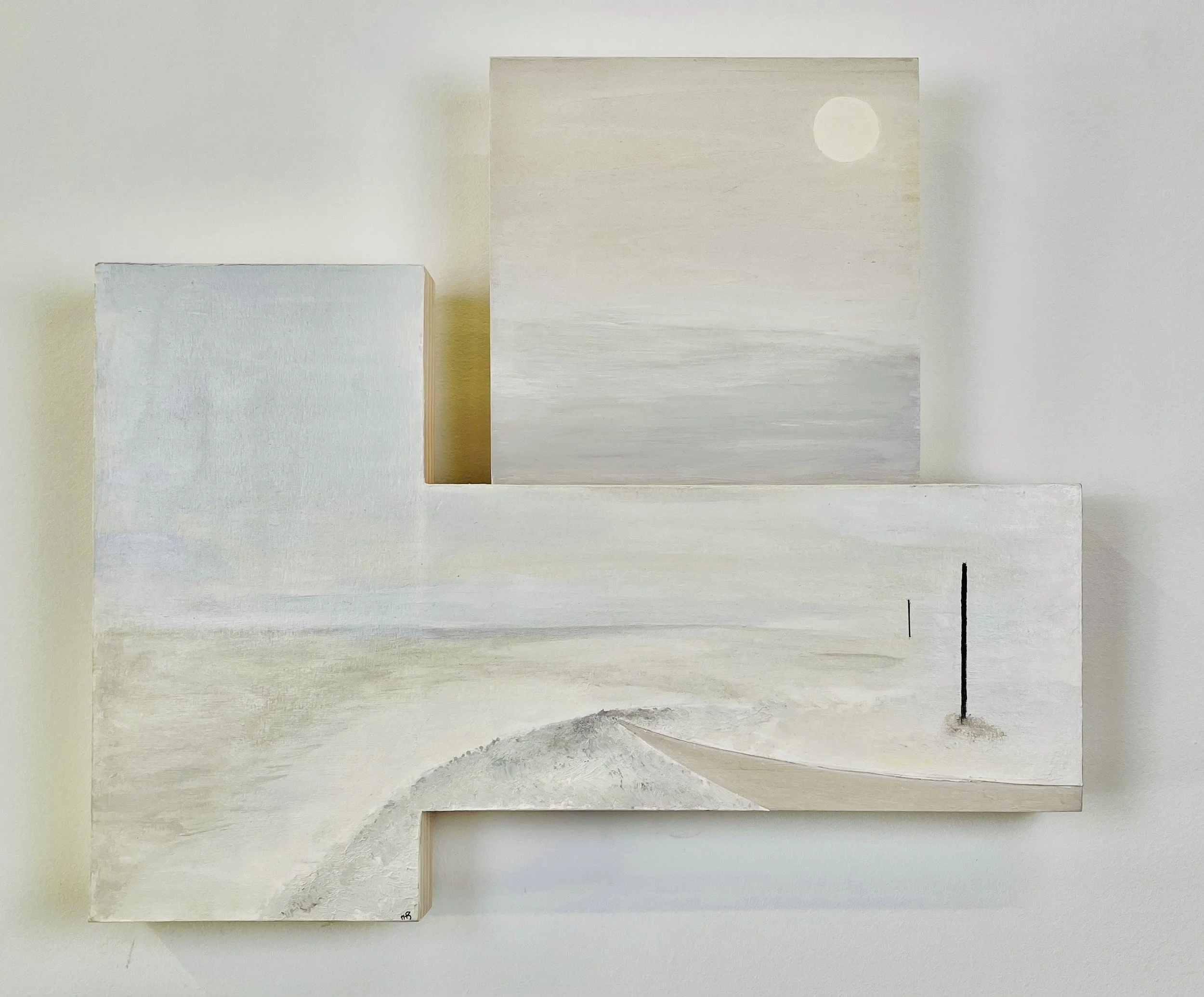 Winter's Giow, 18 x 18 x 2 inches, acrylic, paper, ink, wood panels