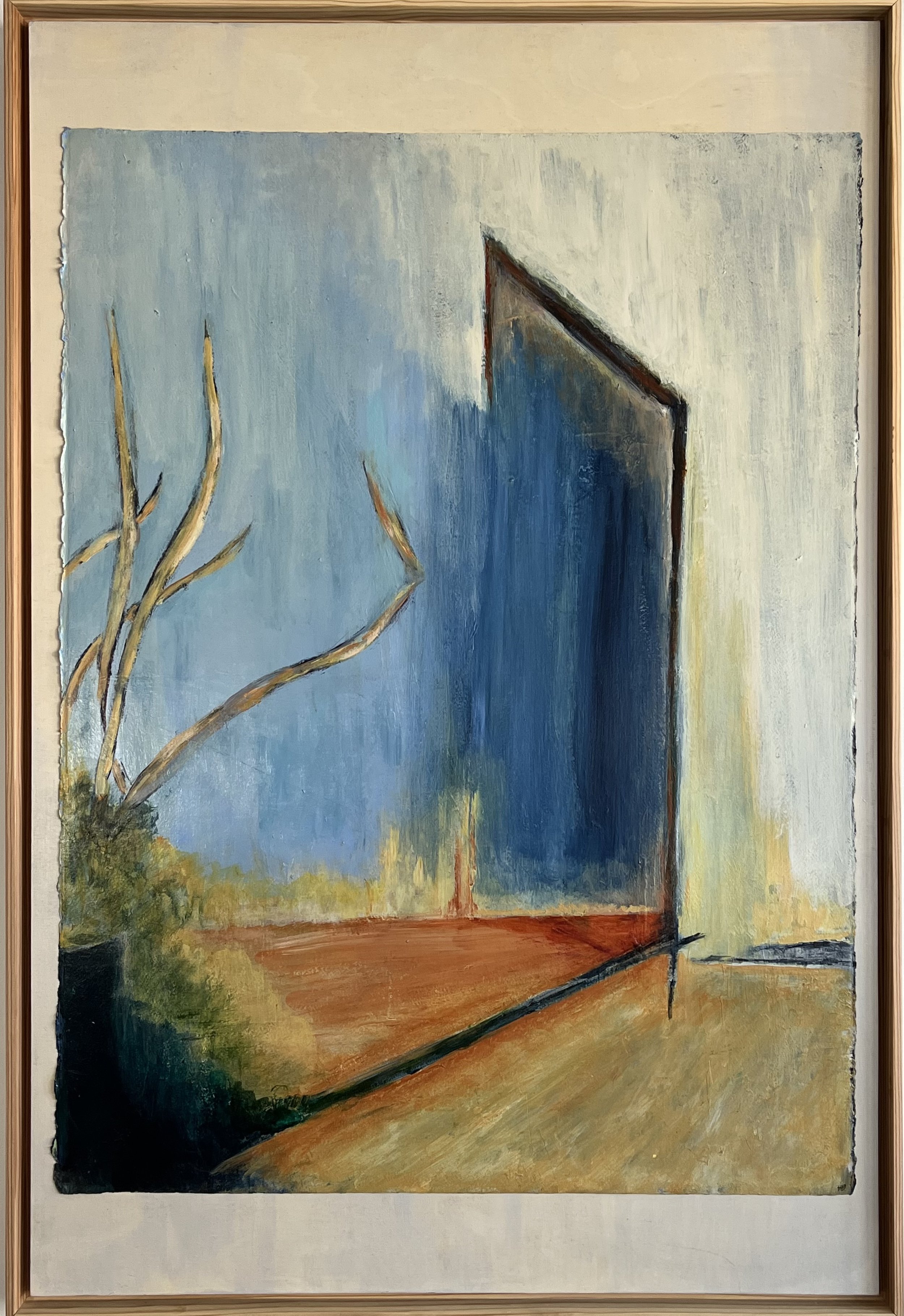A Way Through #4, acrylic on paper on wood panel, 36 x 24 x 2"
