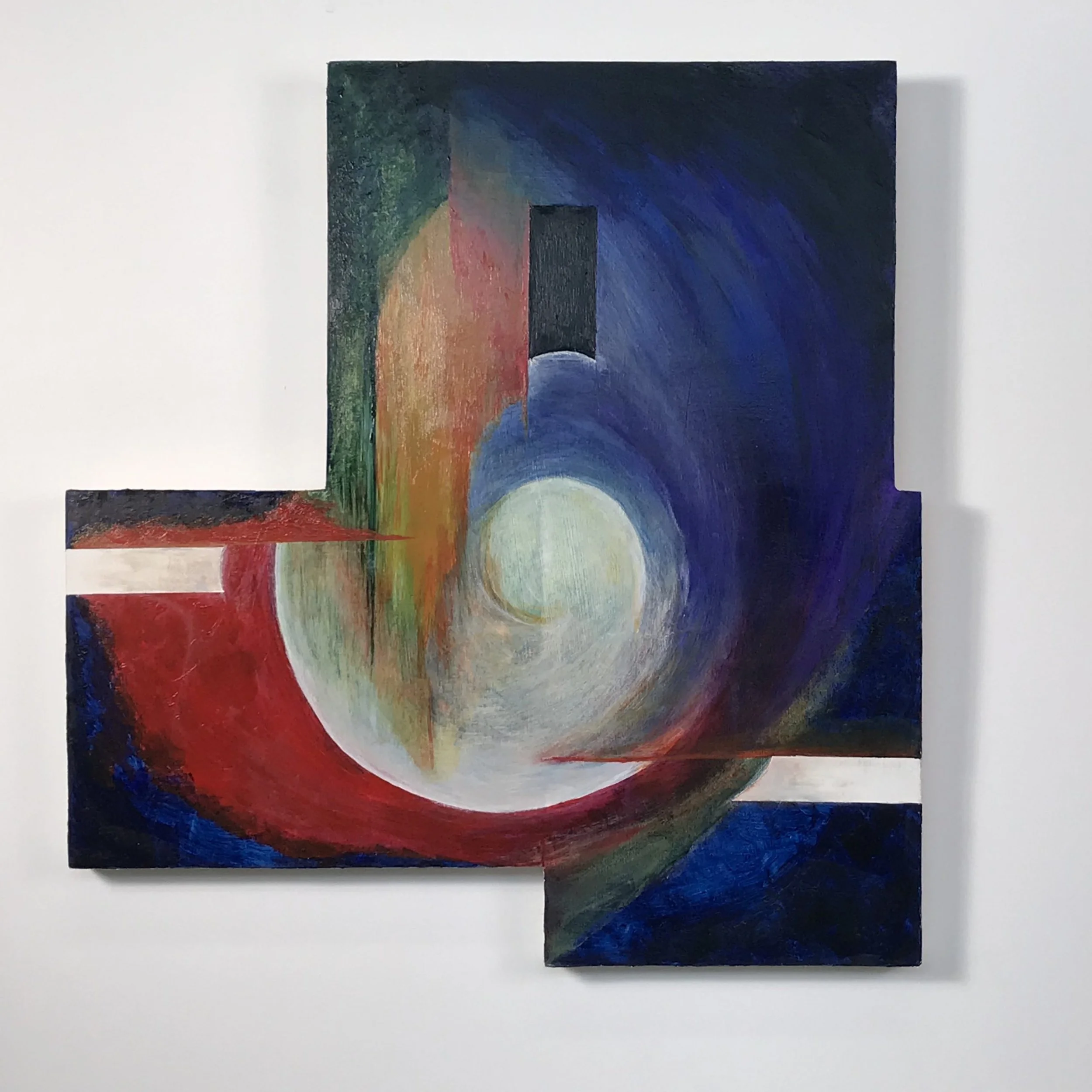 Emergence: Shell Curves, acrylic, wood panels, 19 X 18 X 1