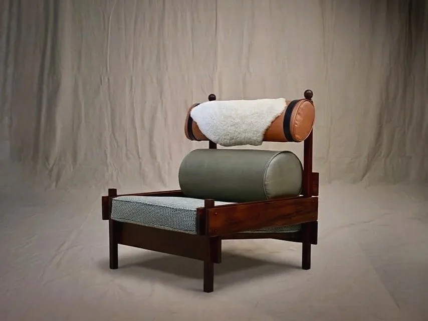 Sergio Rodrigues, Tonico Chair. Brazil, 1960s. Solid jacaranda, reupholstered.