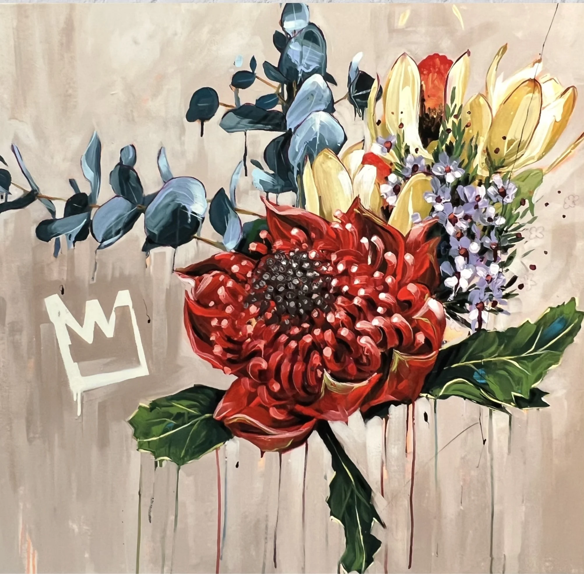 Native bouquet
Spray paint, acrylic & enamel on canvas
81cm x 84cm
$5,900
