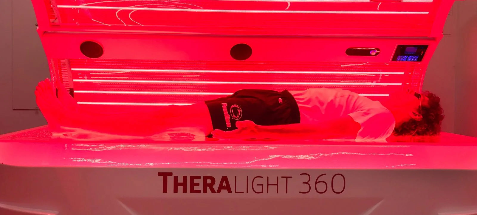 The Theralight 360 full-body red light therapy bed at Bunge Chiropractic in Bluffton