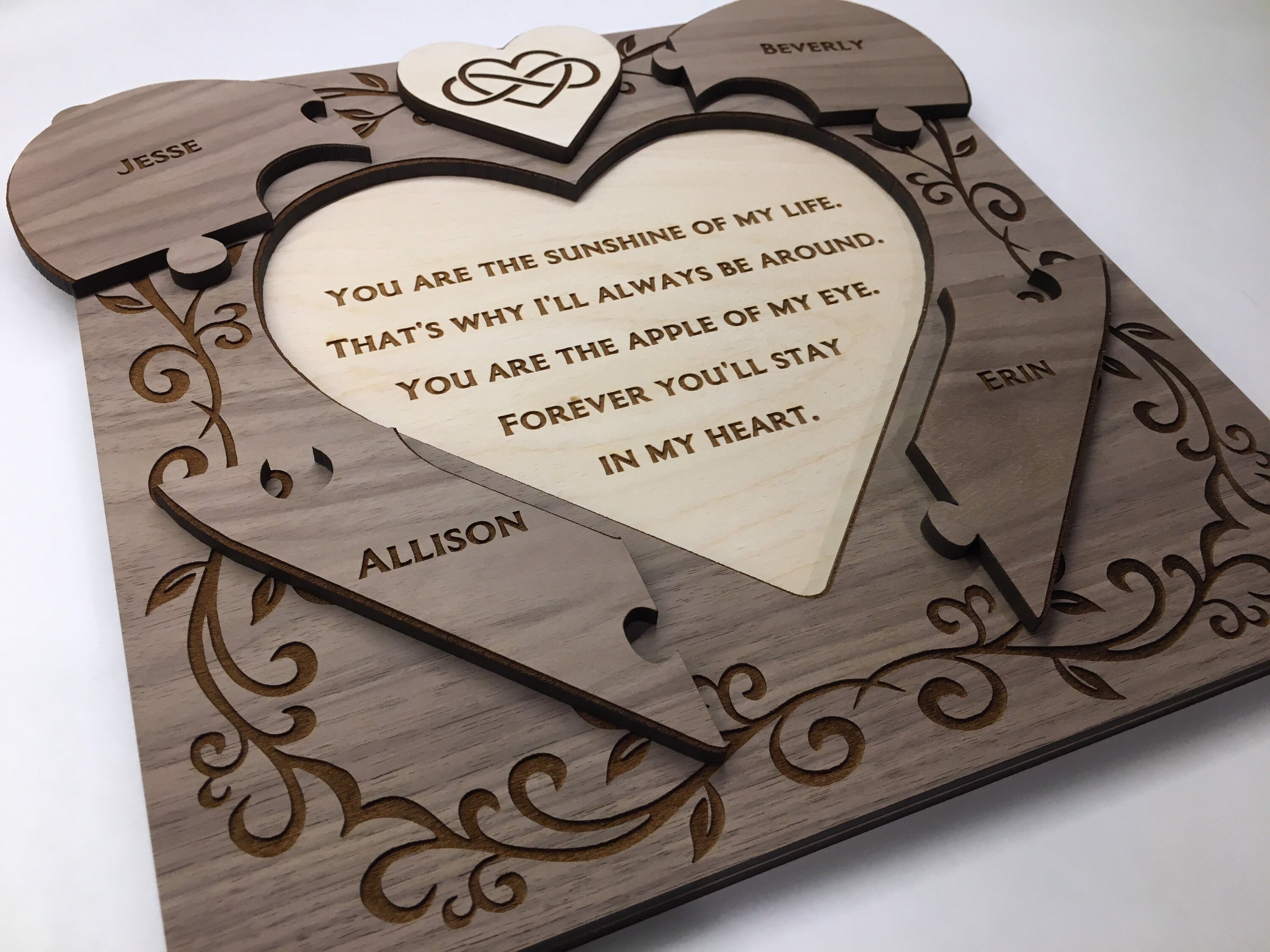 Personalized wooden puzzle. Custom wood puzzle. Unity Ceremony ideas for wedding. Custom name puzzle sign for blended family.