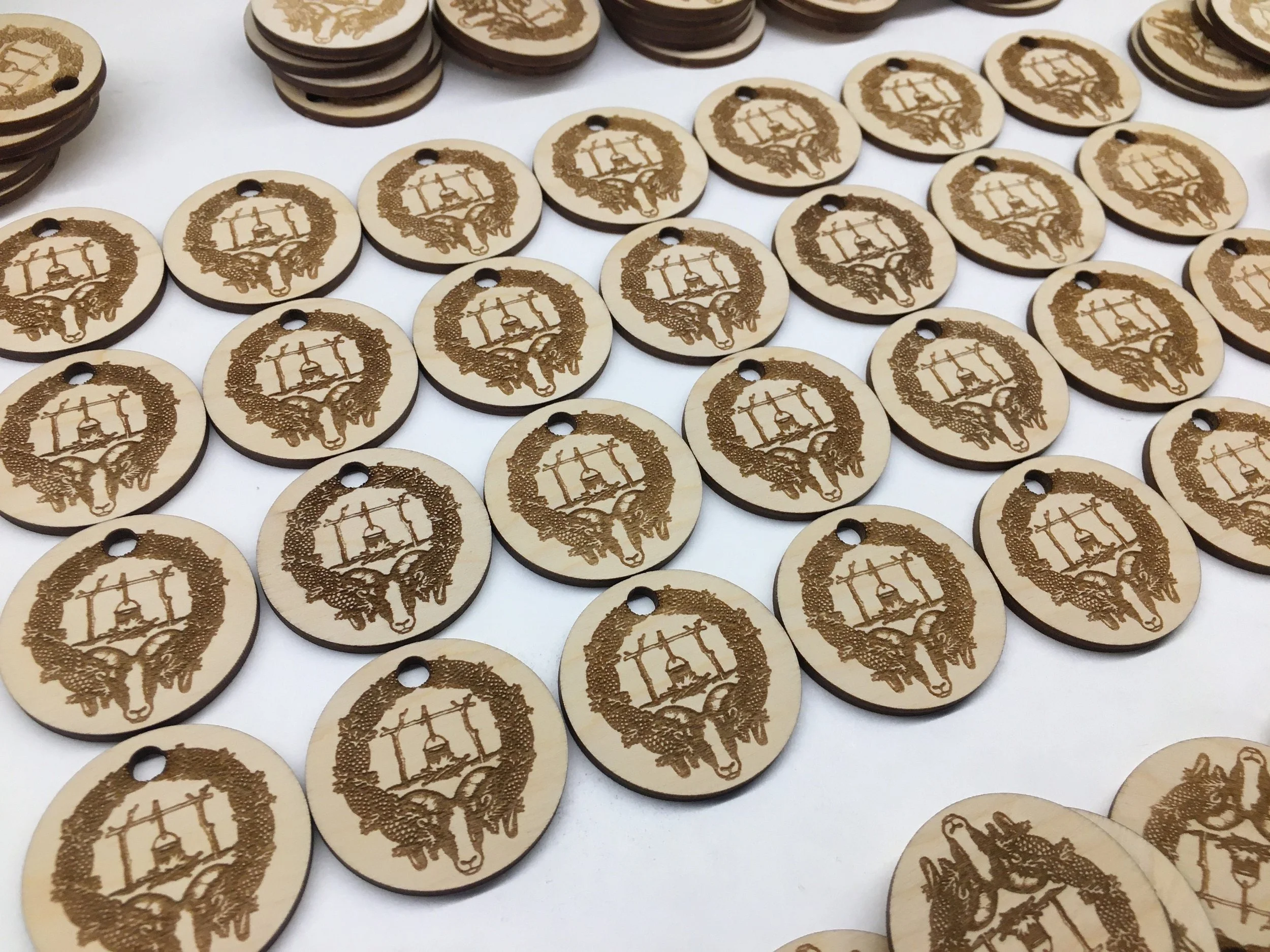 custom wood tags for business logo