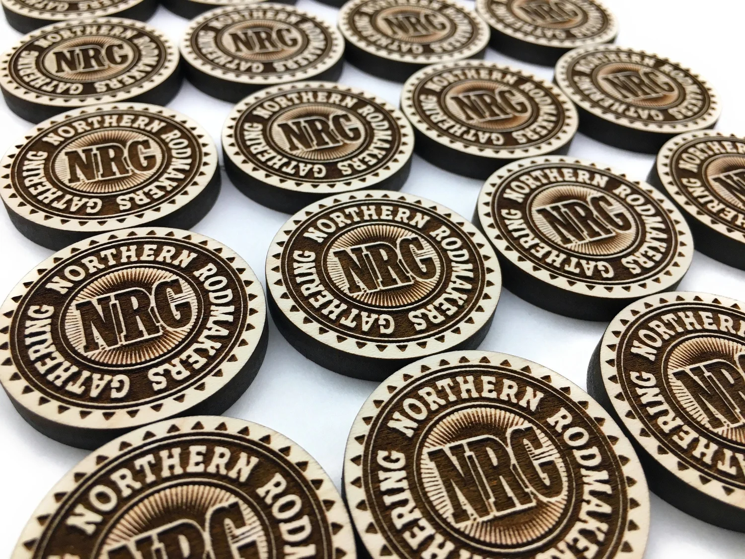 25x Custom Wooden Nickel Geocoin Tokens | Geocaching Laser
