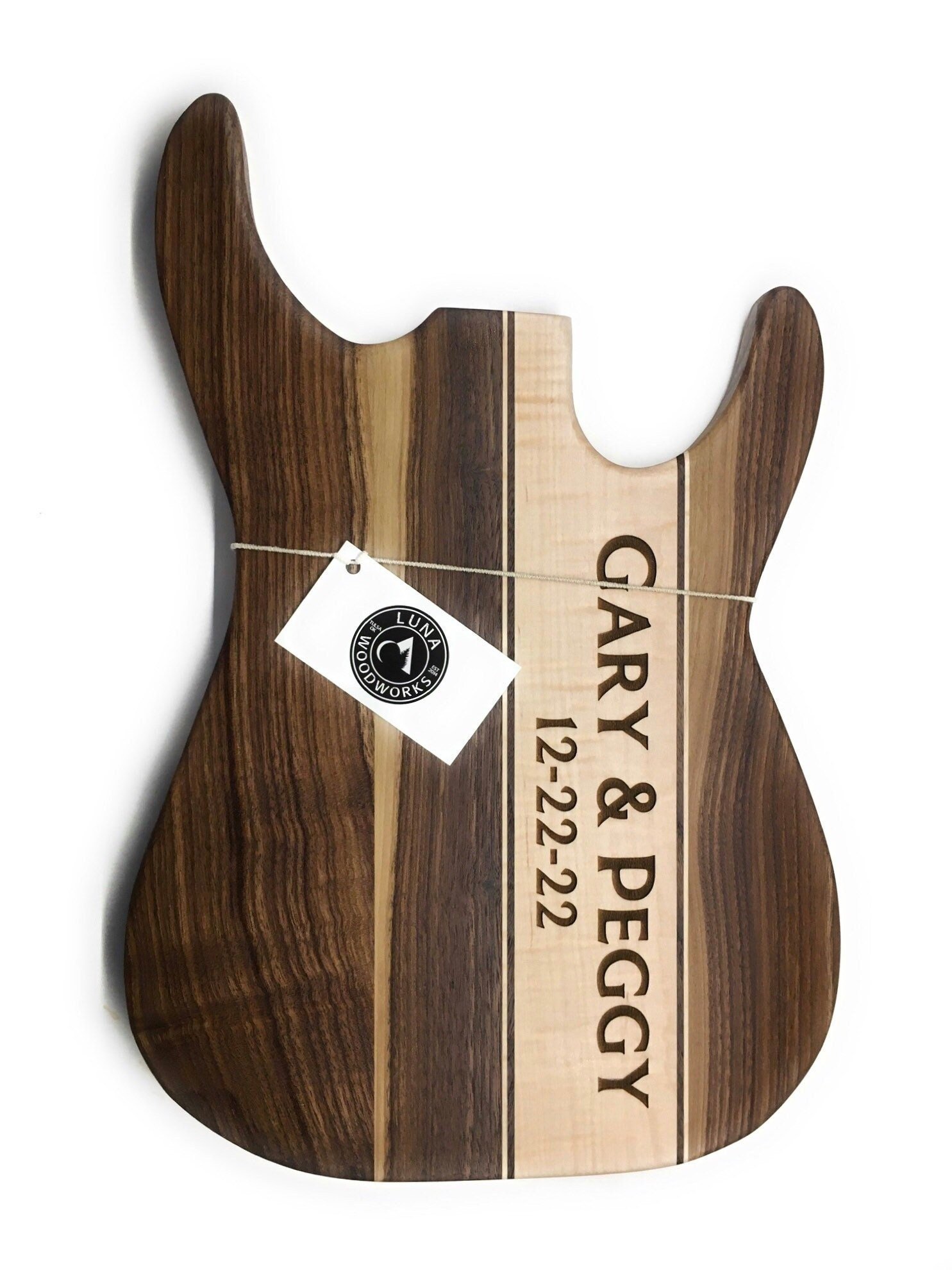 Guitar Shaped Cutting Board - Custom Engraved Personalized Wood Gift