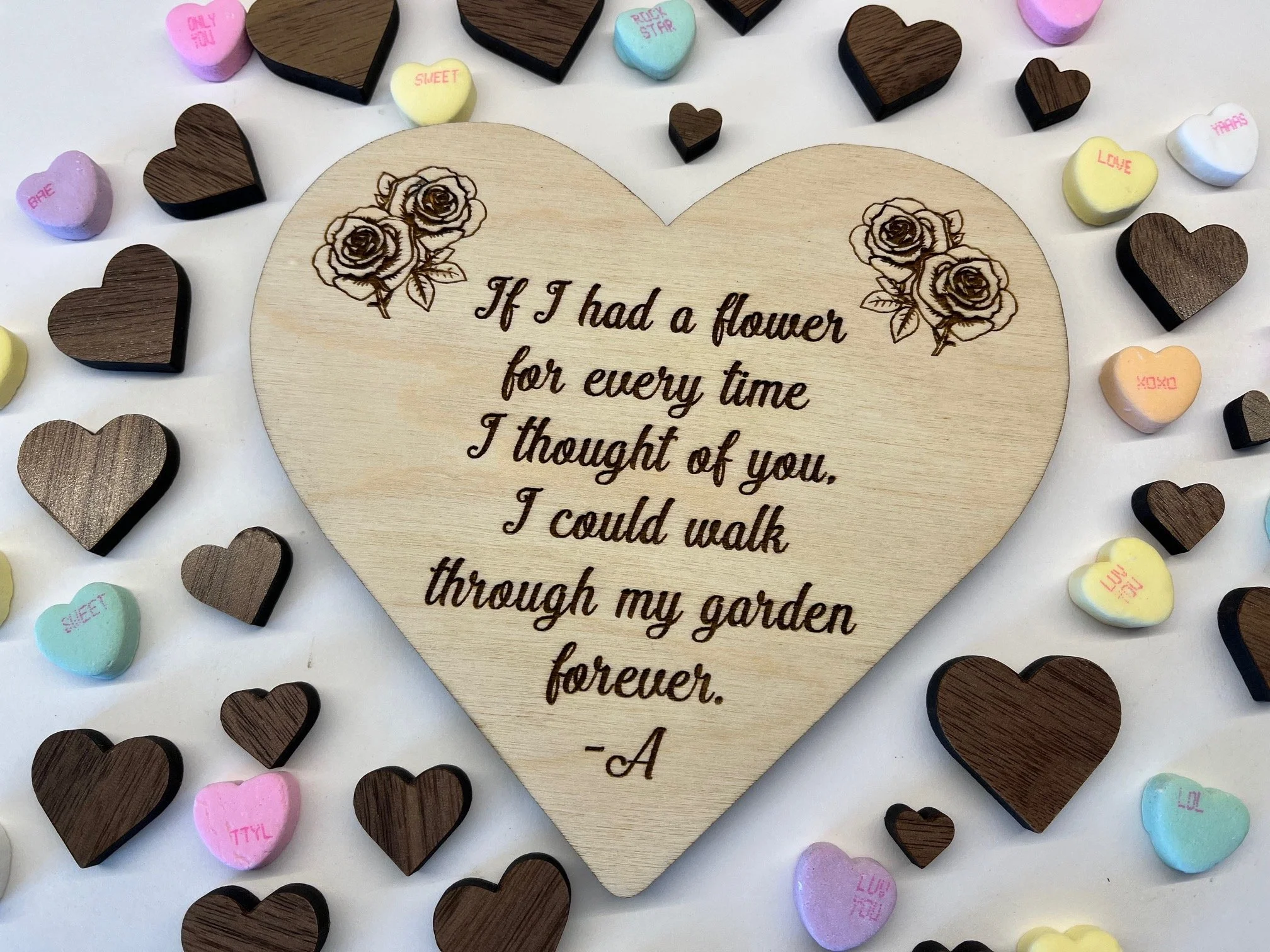 Custom made Valentines Day puzzle with personalized message love note on back. This wood card makes the perfect romantic gift.