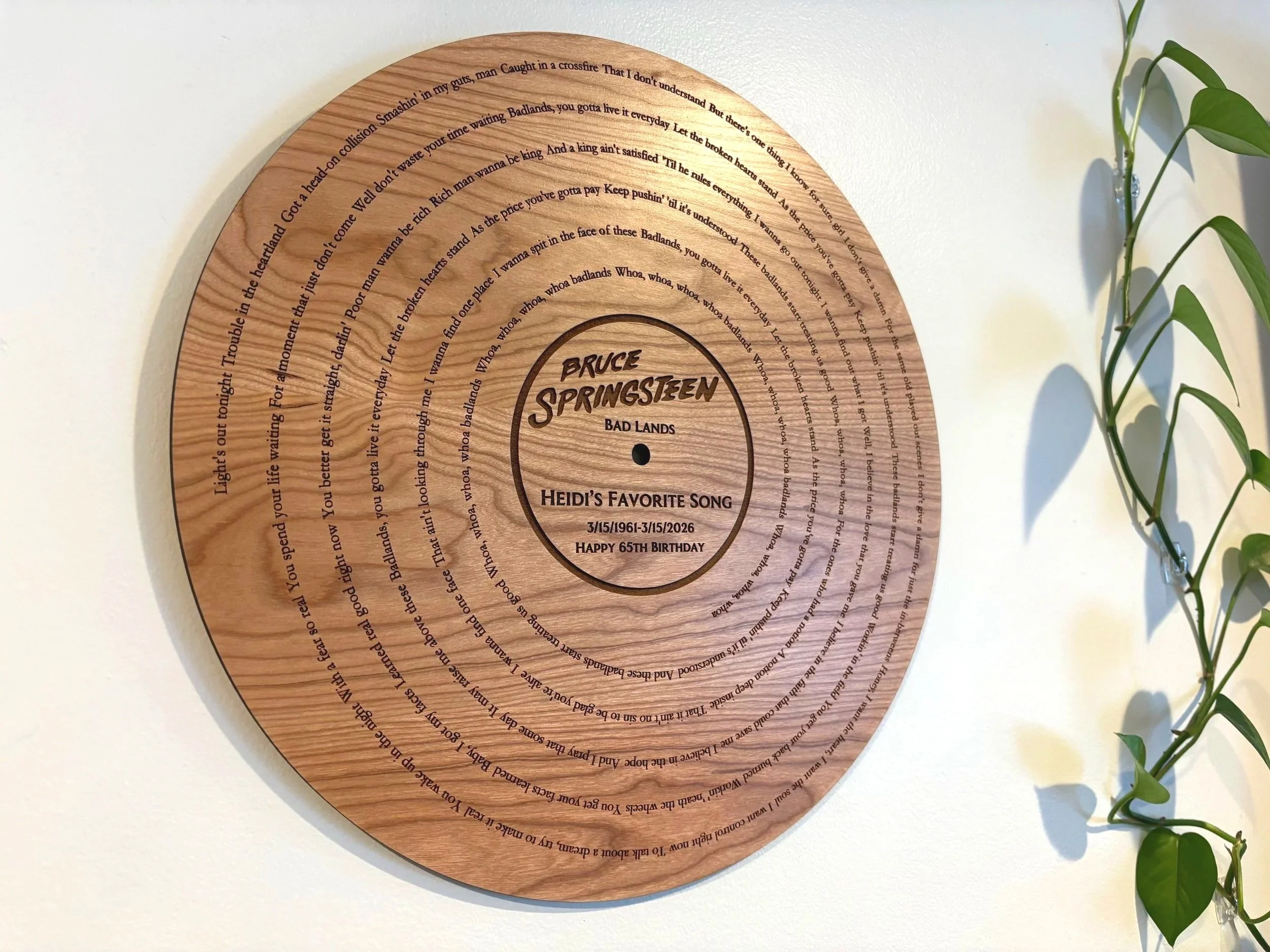 Custom Wooden Song Lyrics Plaque - Record Vinyl Wall Art - Anniversary or Wedding Gift