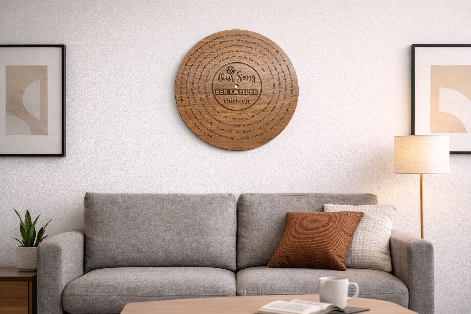 Personalized wooden vinyl record plaque anniversary present