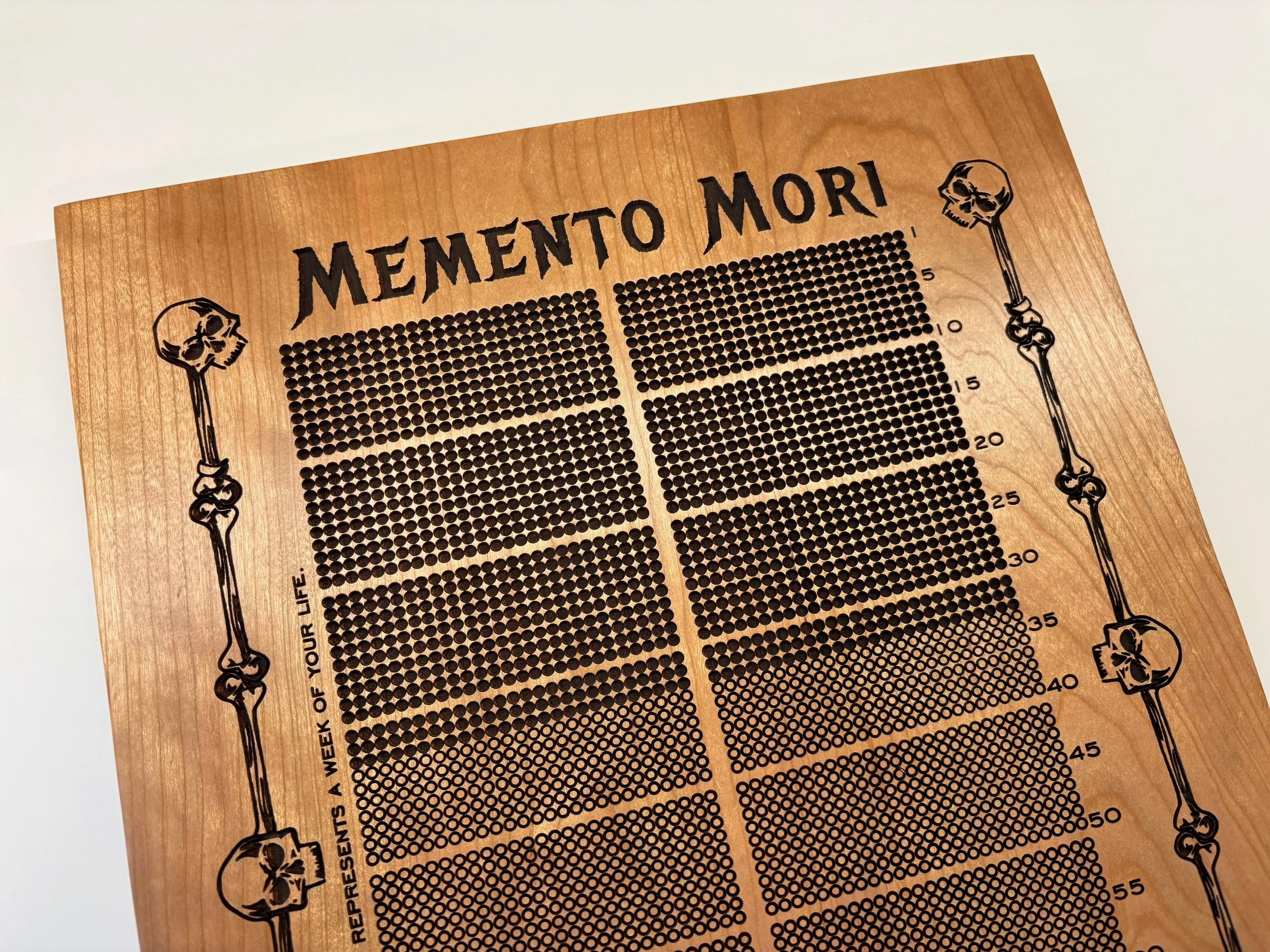 Custom wooden life calendar inspired by stoicism, minimalist wall art tracking weeks of life for reflection and mindful living