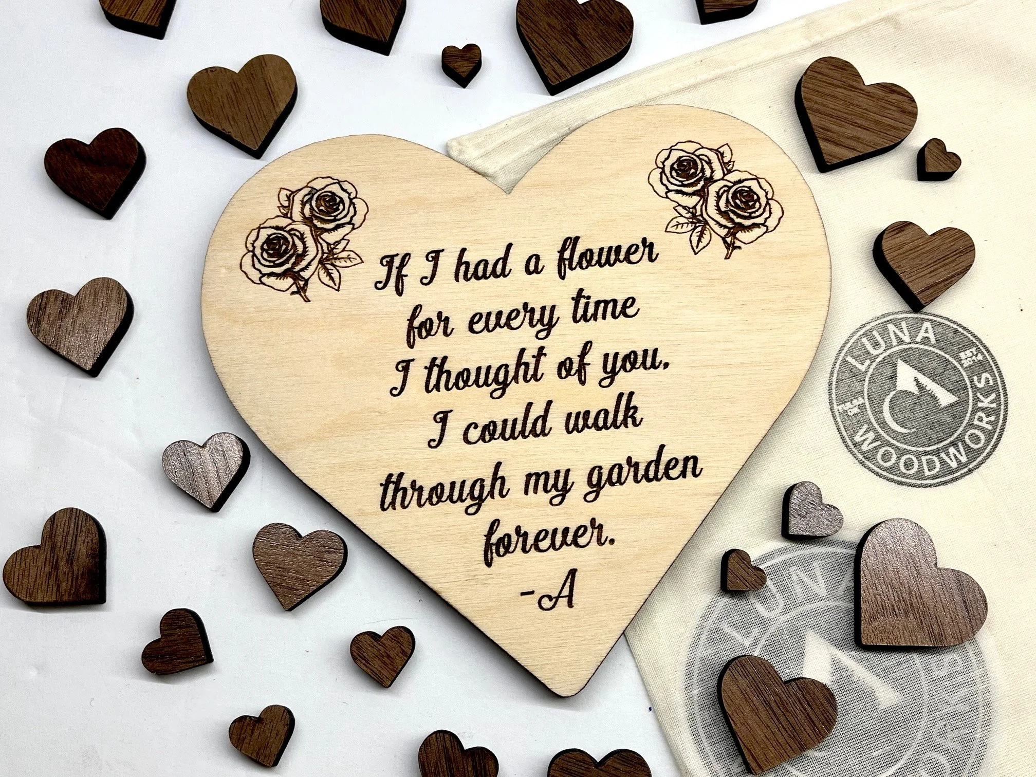 Custom made Valentines Day puzzle with personalized message love note on back. This wood card makes the perfect romantic gift.