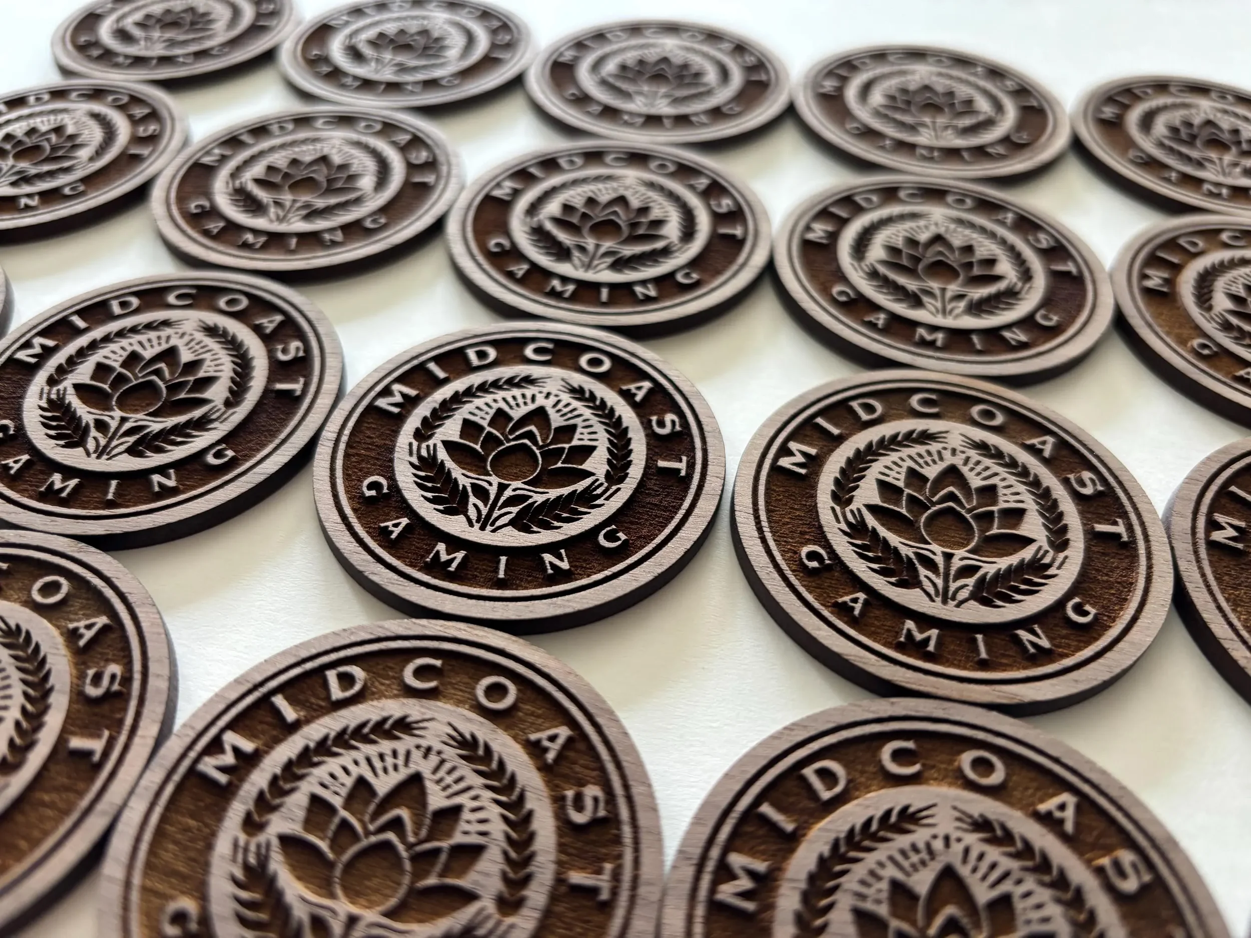 Bulk custom wood magnets engraved with promotional design