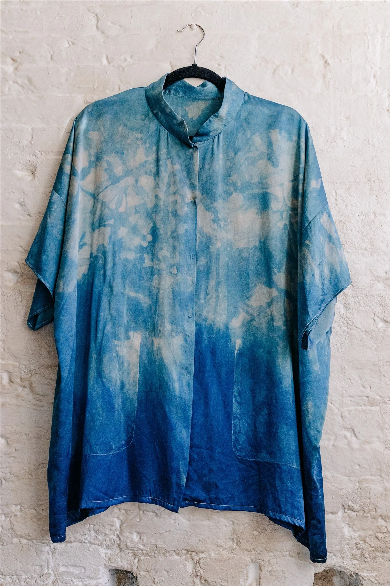 Indigo-Dyed Silk Top