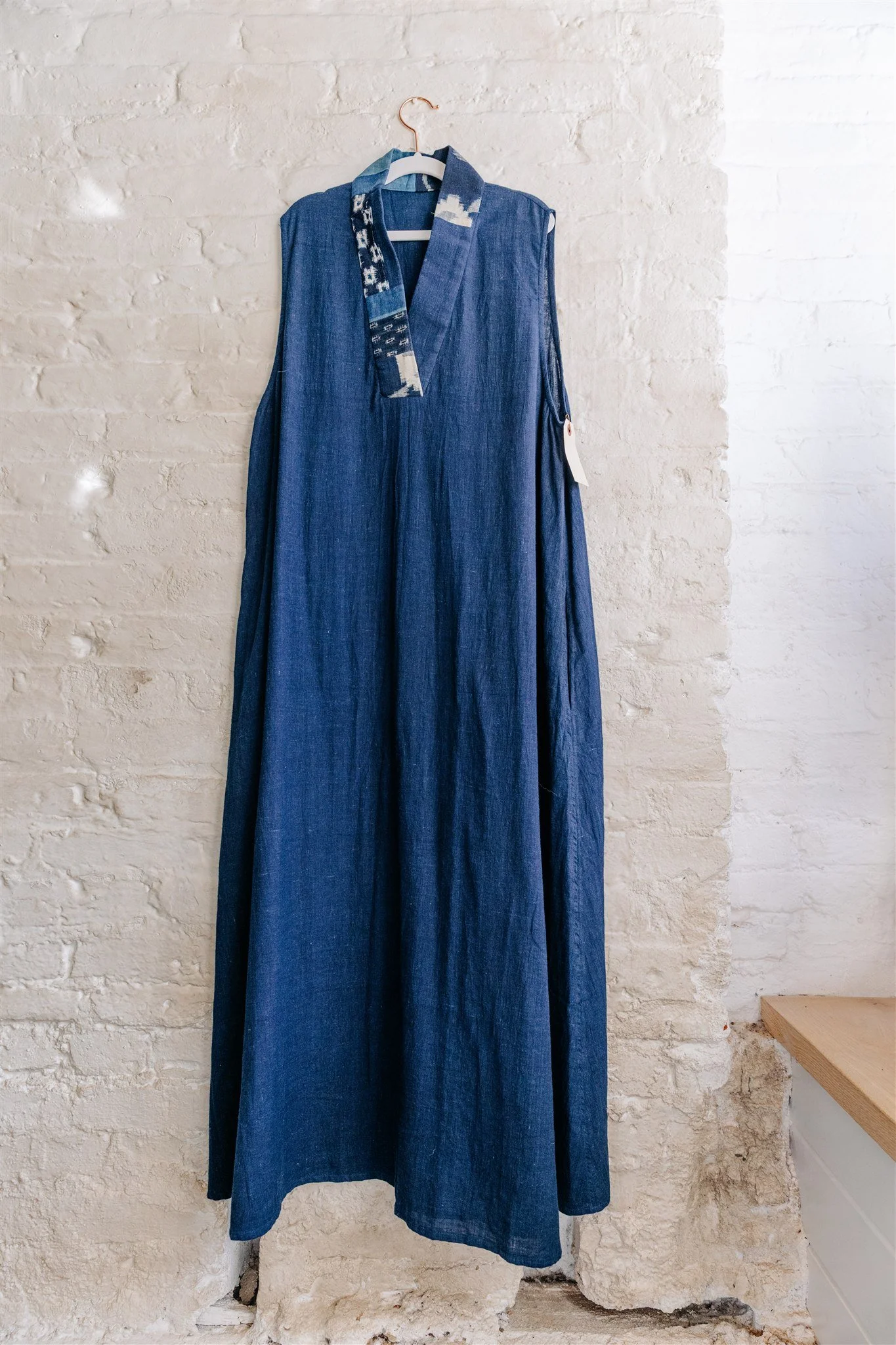 Long Cotton and Patched Trim Japan Dress