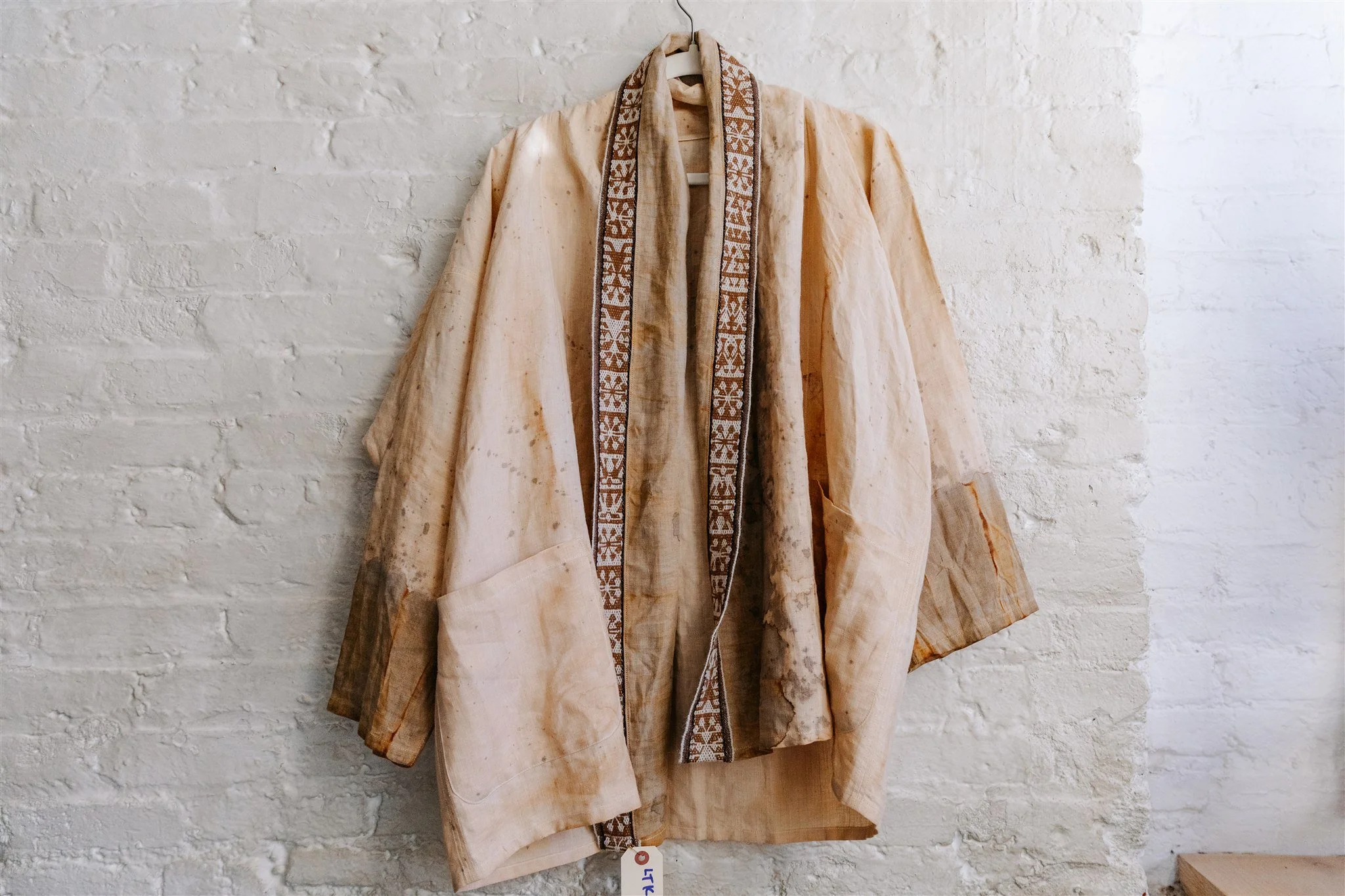 Stained Hemp and Alpaca Trim Kimono