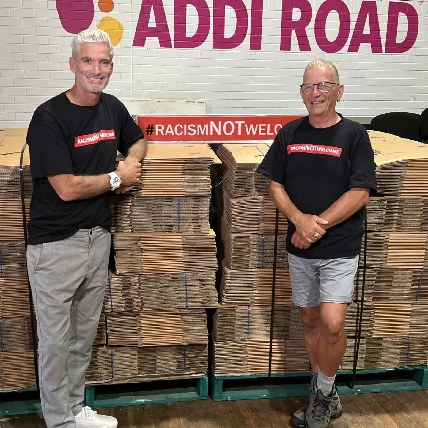 We welcomed Peter Elzer at Addi Road this week as he reached his half-way point on his 2022km walk to Stamp Out Racism whilst wearing the #racismnotwelcome t-shirt.
We will soon share a clip from his chat with Craig Foster about his experiences so fa