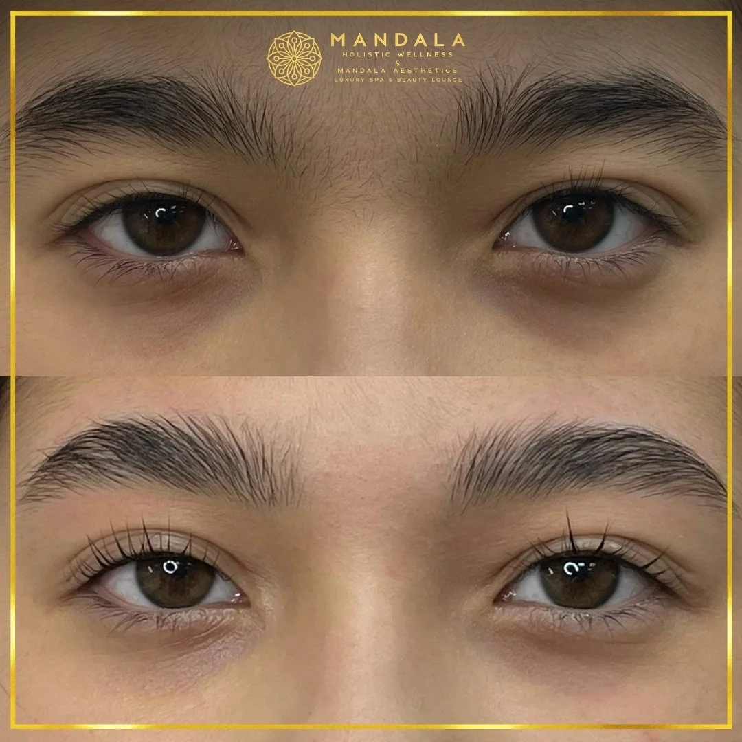 K-Lash Lift and Botox before and after results showing naturally lifted and defined lashes at Mandala Aesthetics in Preston, Melbourne.