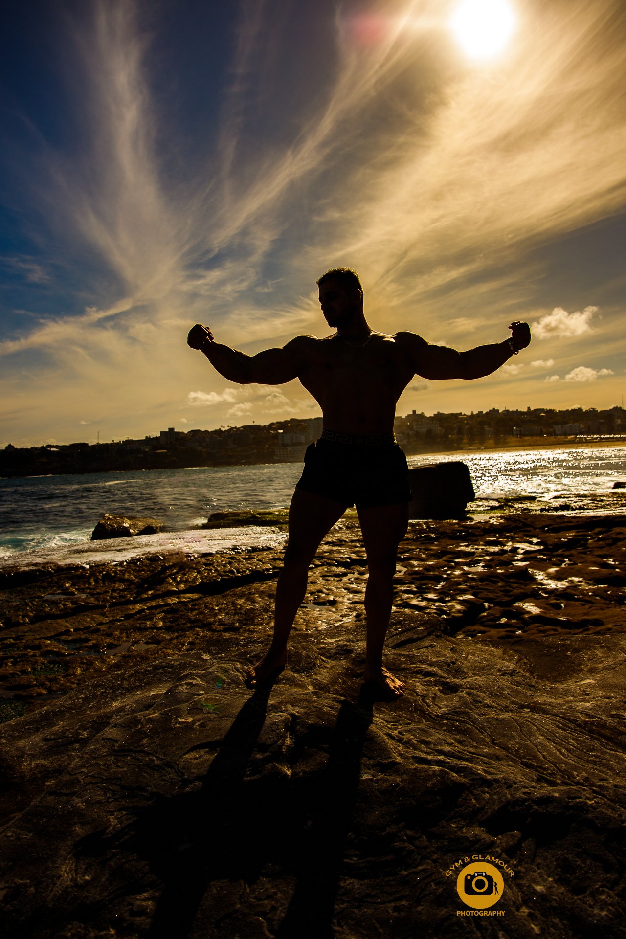 Silhouette Fitness Portraits man posing in bondi beach sydney