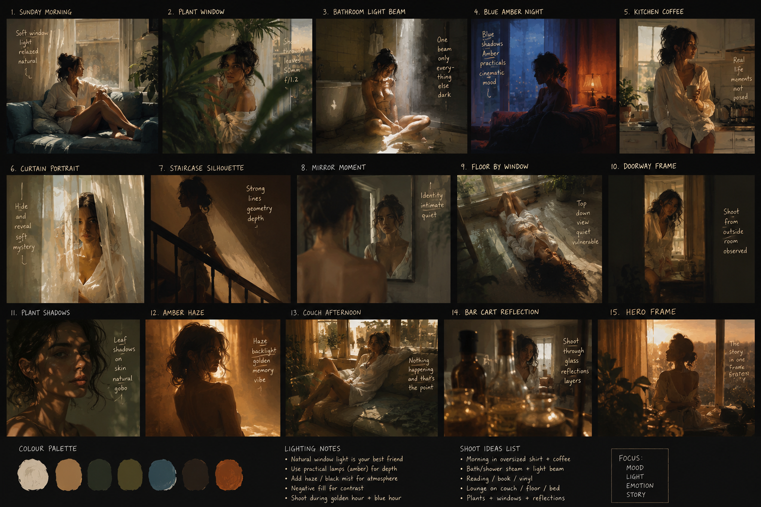 Boudoir photoshoot mood board showing styling, outfit inspiration and creative direction for a luxury Sydney boudoir experience