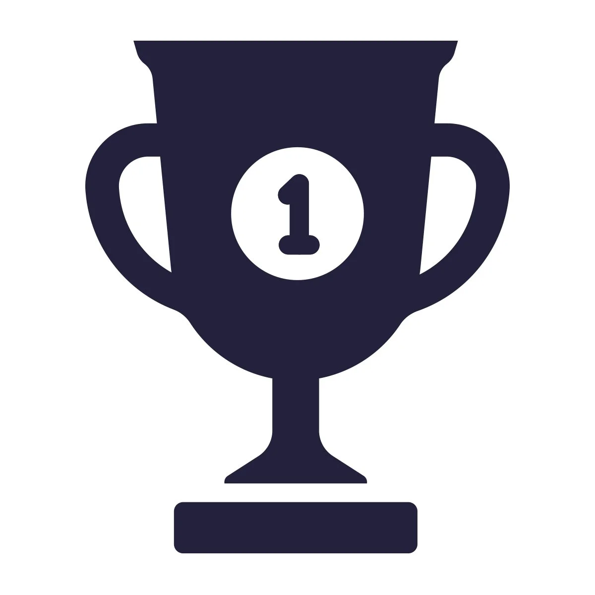 Silhouette of a trophy with a "1" on it, symbolizing first place.