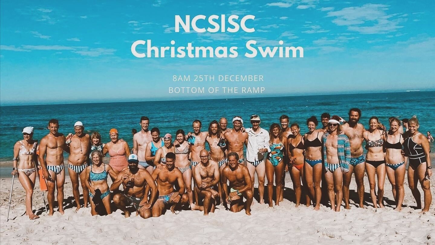 Be sure to join your fellow North Cott clubbies for the traditional Christmas morning swim. We&rsquo;ll be doing a loop to the pylon and back, approx 800 m, with the classic group photo afterwards.