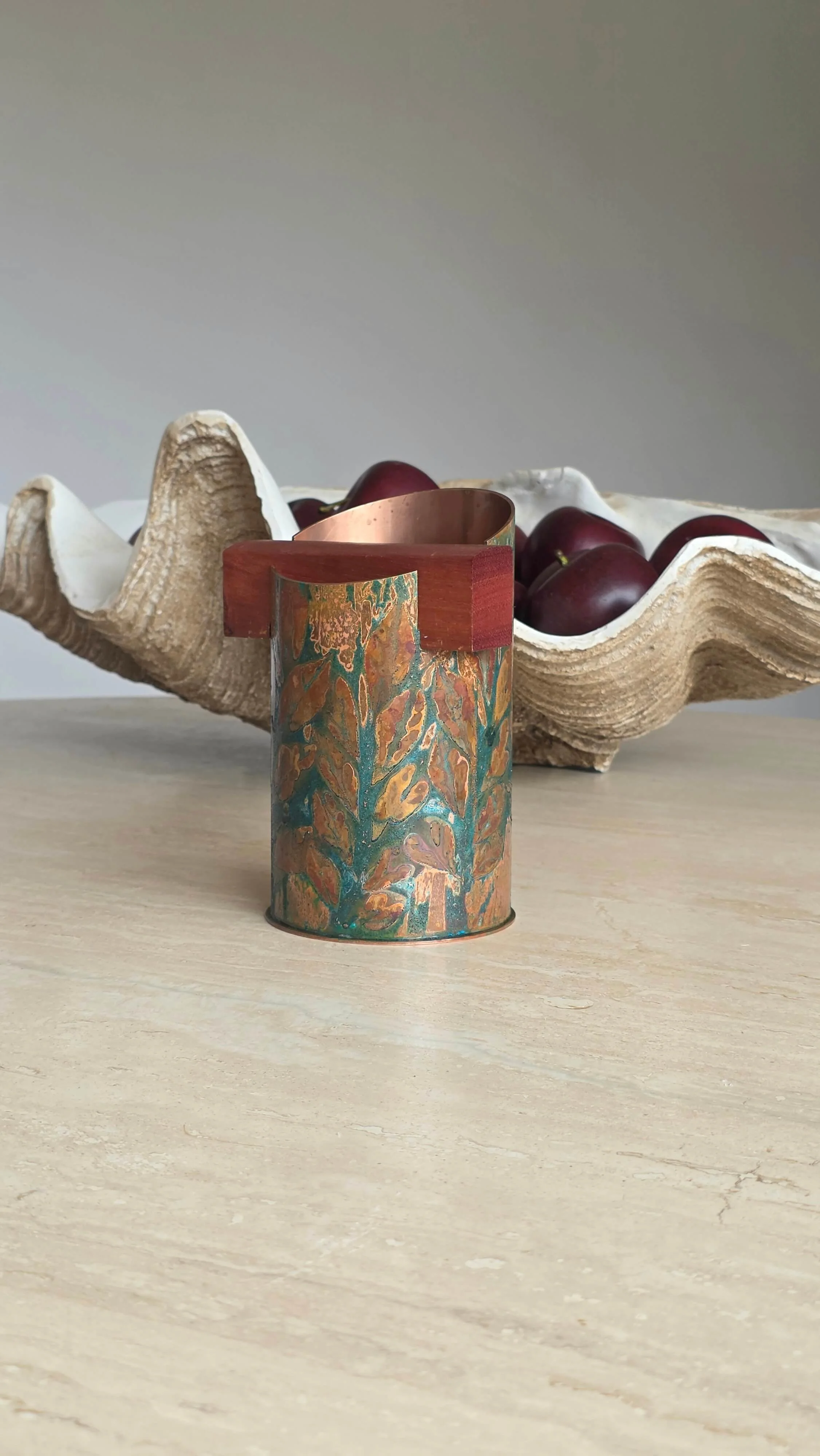 Grahame Chaseling Maker Copper Leaf Design Knock Box  3.jpg